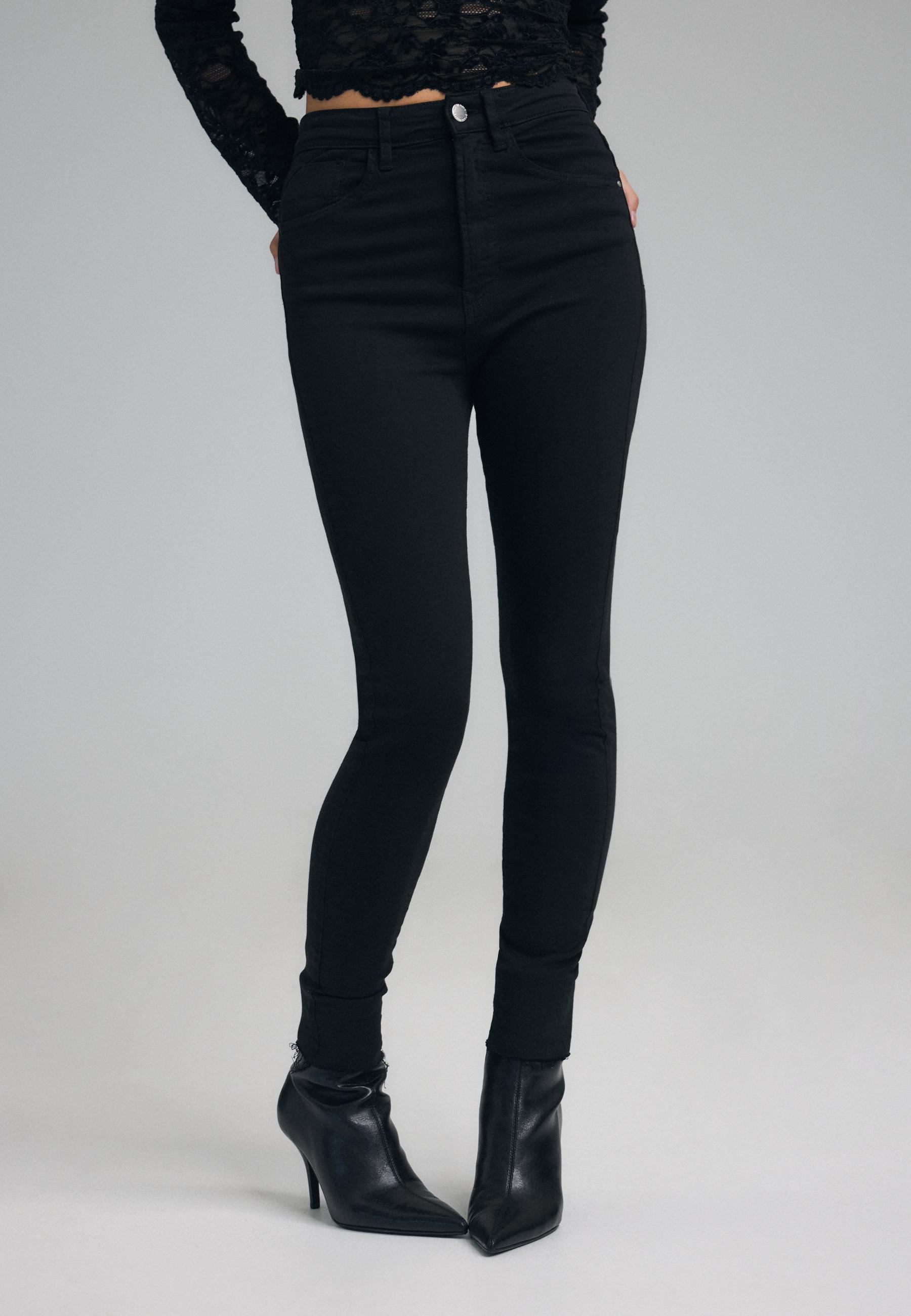 Stradivarius Ψηλόμεσο Τζιν Παντελόνι Skinny Μαύρο 38