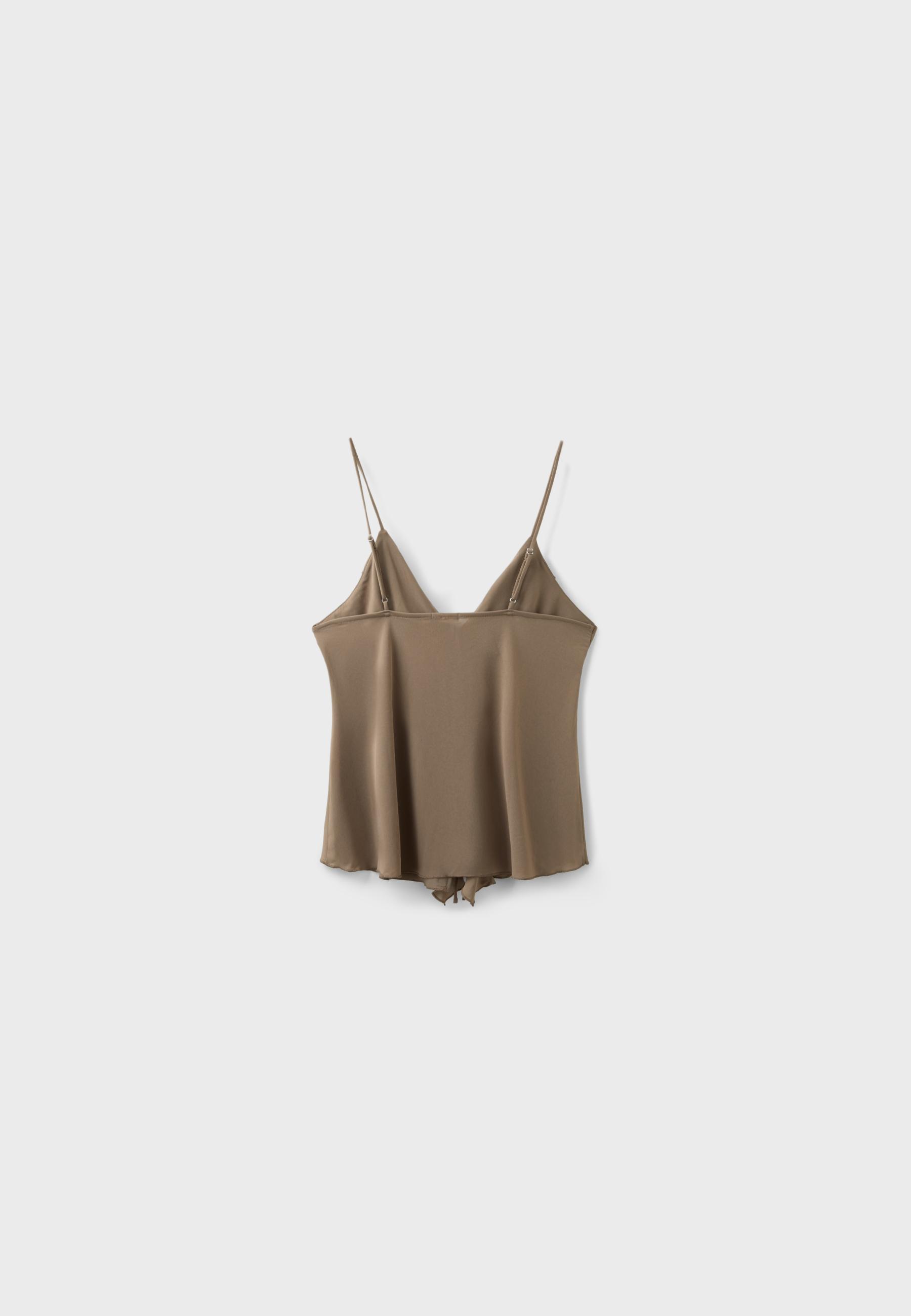 Ruffled strappy top — Brown
