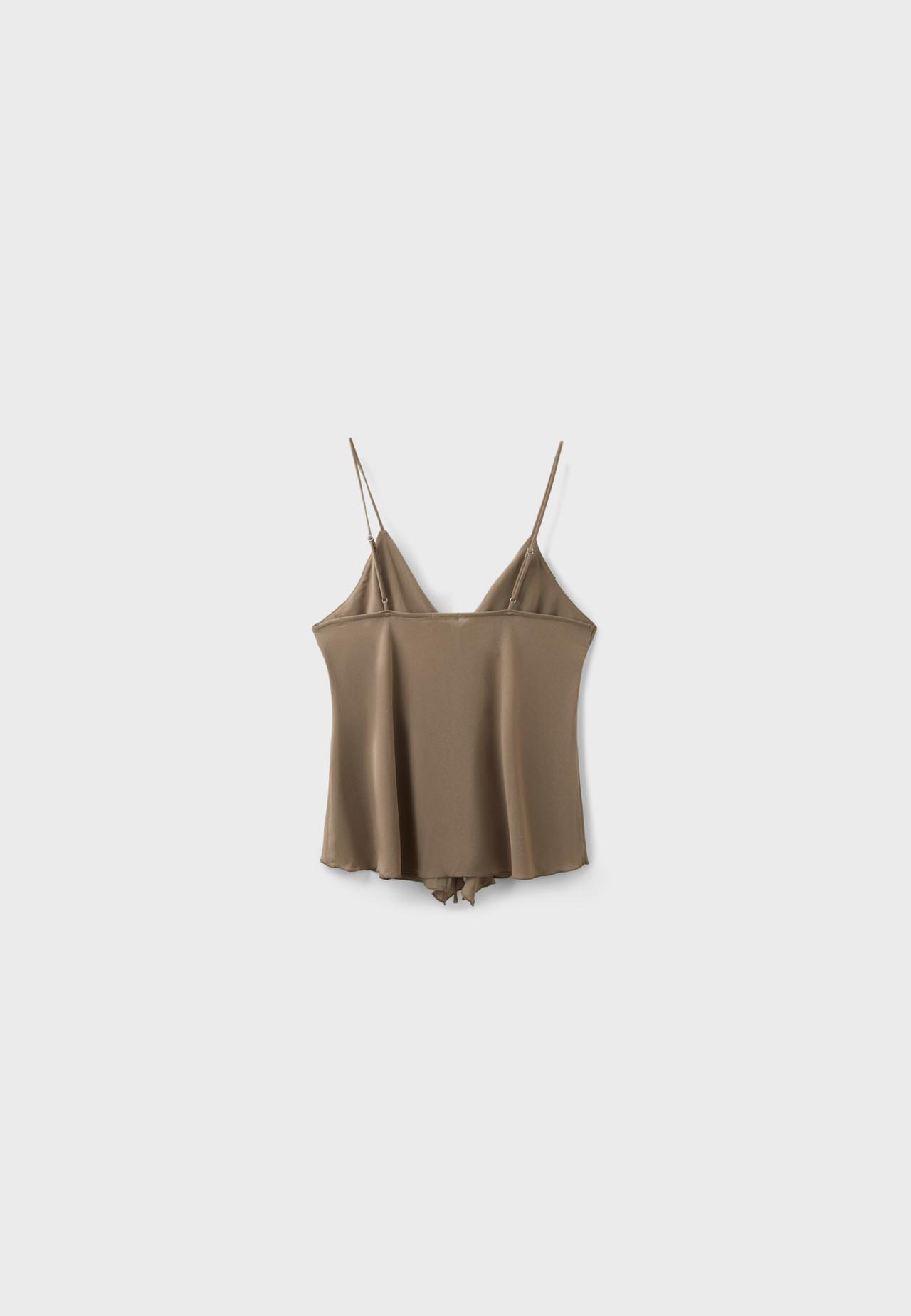 Ruffled strappy top — Brown