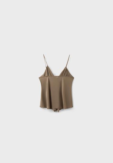 Ruffled strappy top — Brown 7