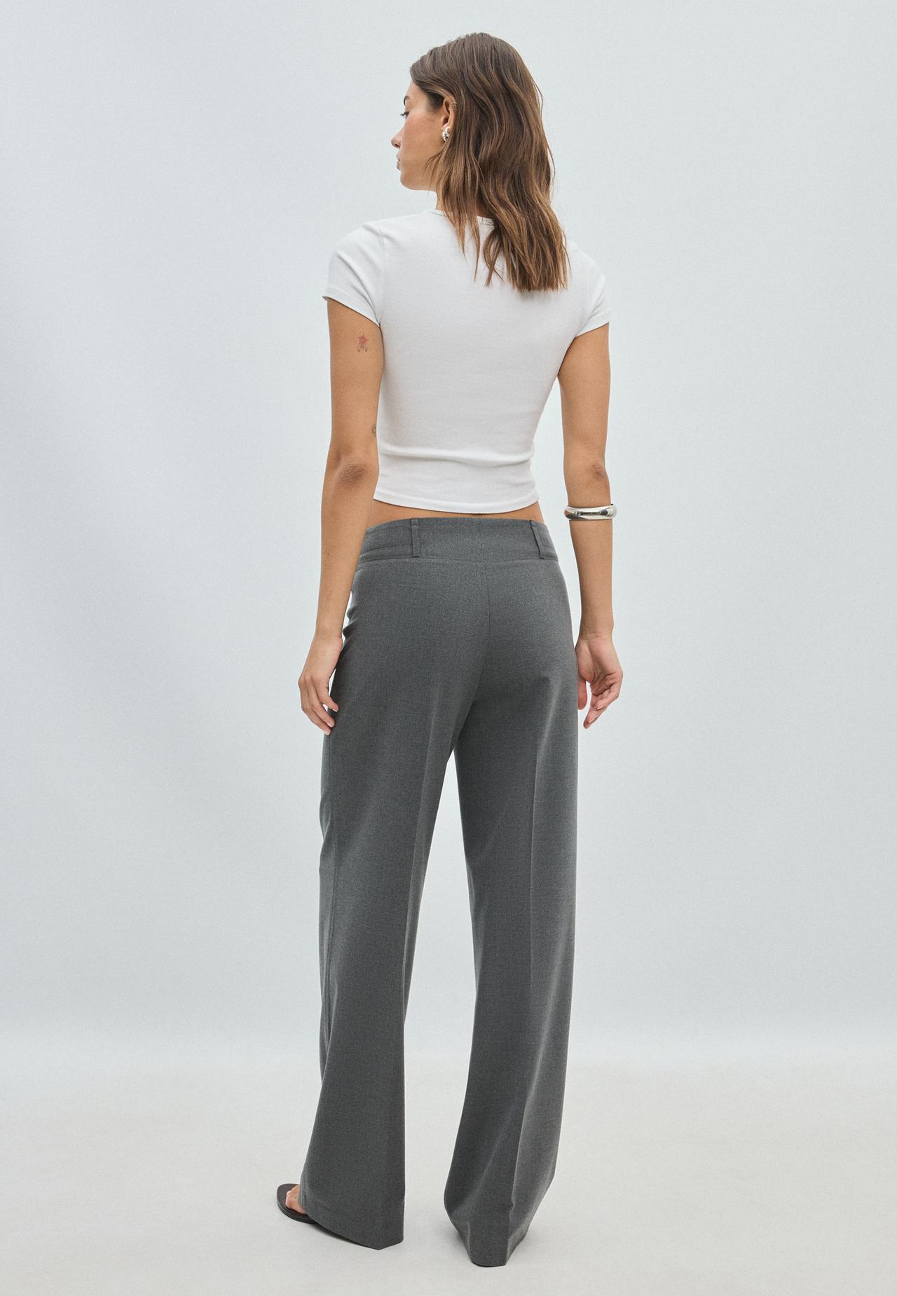 Slim Fit Straight Trousers — Dark grey