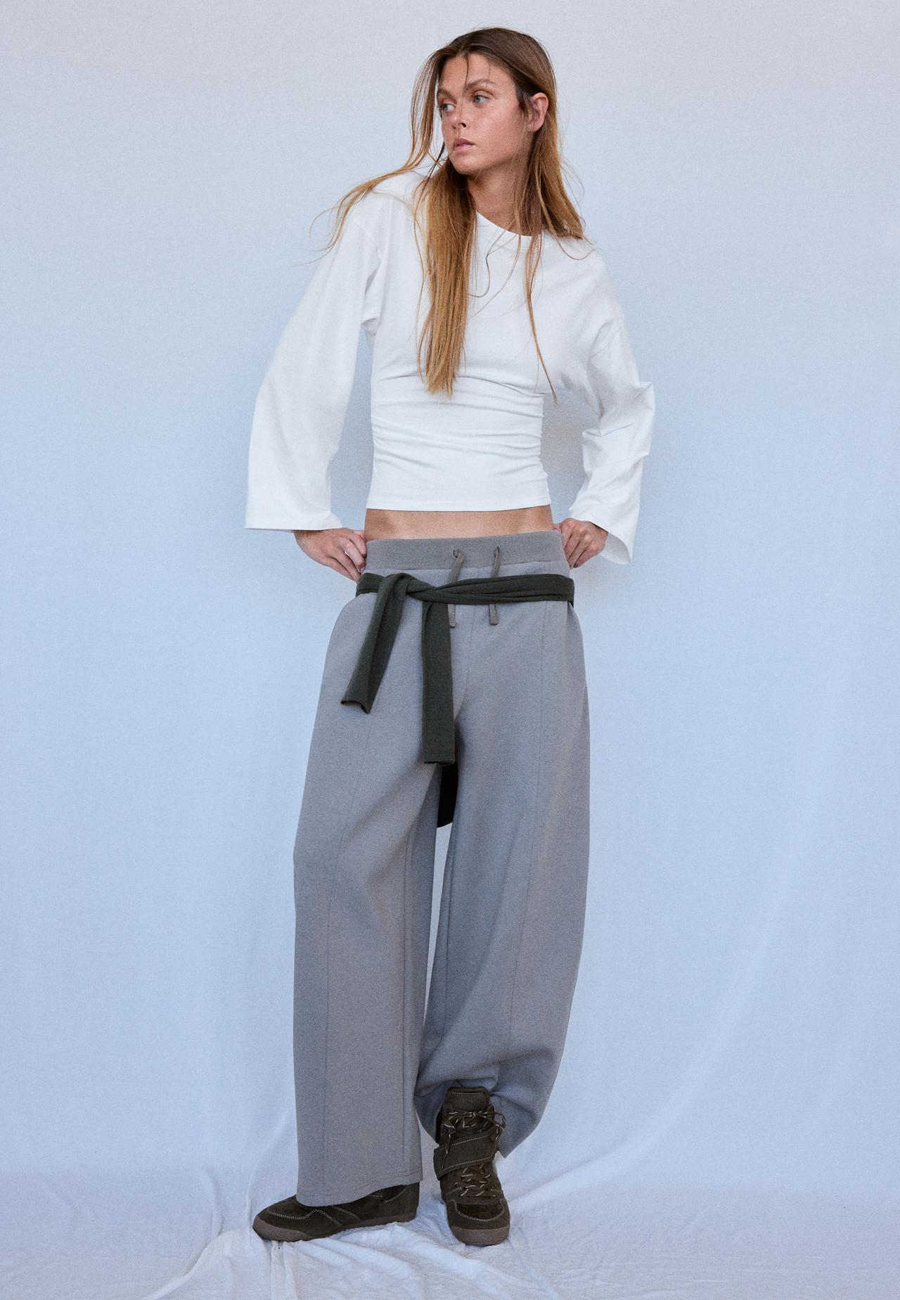 B11 Japanese long sleeve fitted waist T-shirt — Ecru