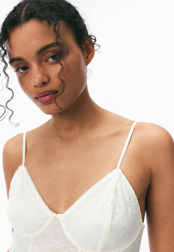 Stradivarius Body Bretelles Dentelle Vanille L