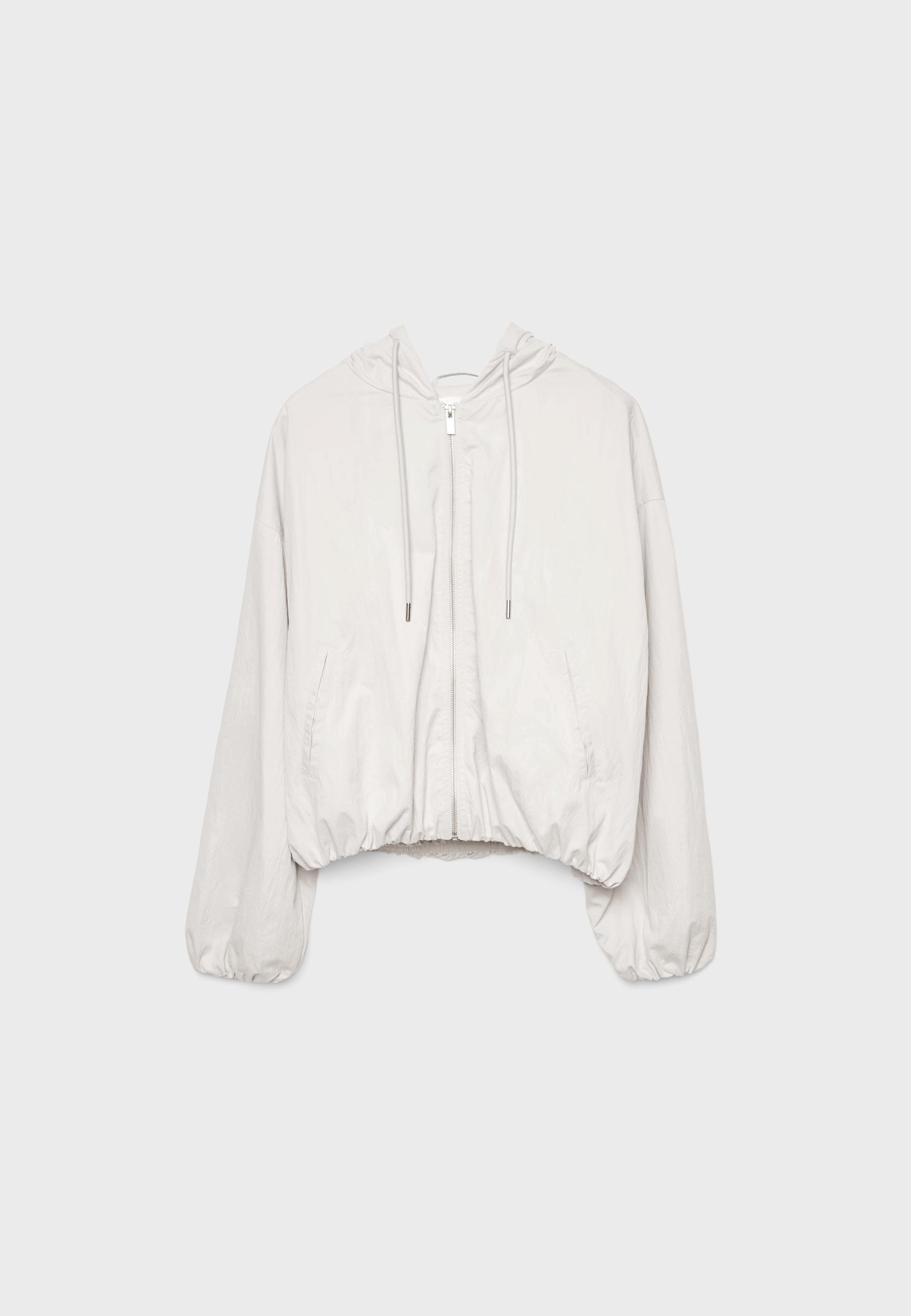 Basic nylon hooded jacket — Ecru
