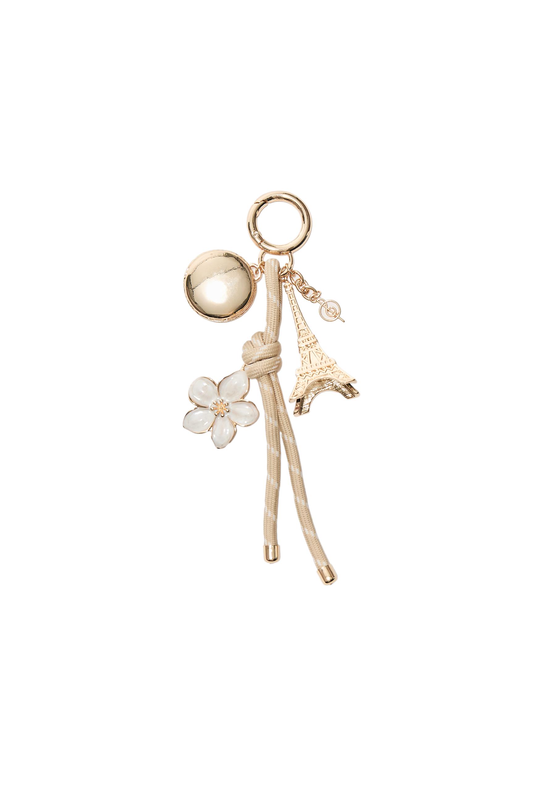 Eiffel Tower and Macarons Charm Keyring — Brown