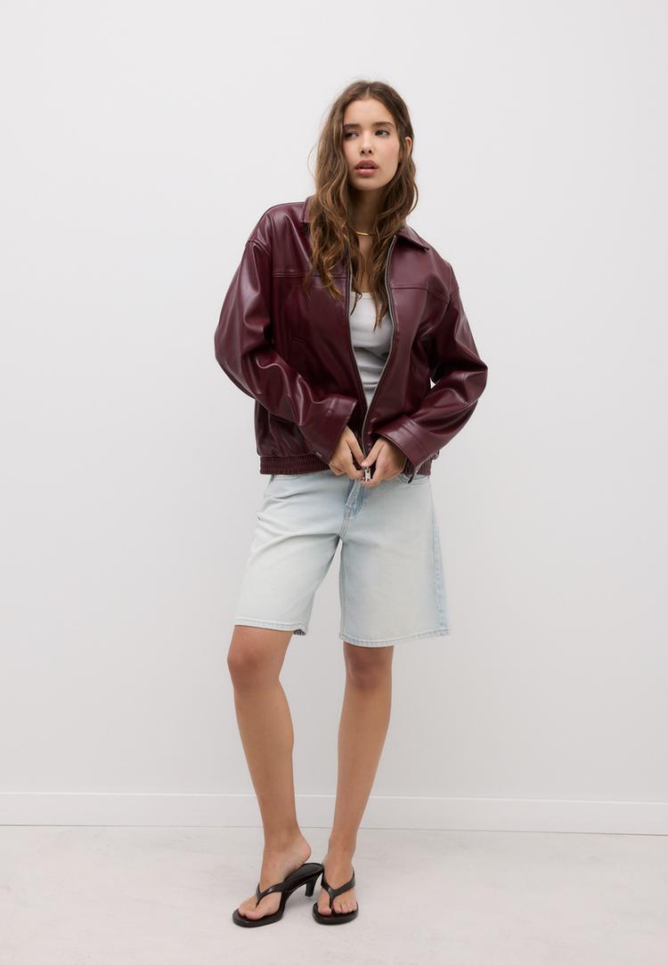 blouson oversize en similicuir