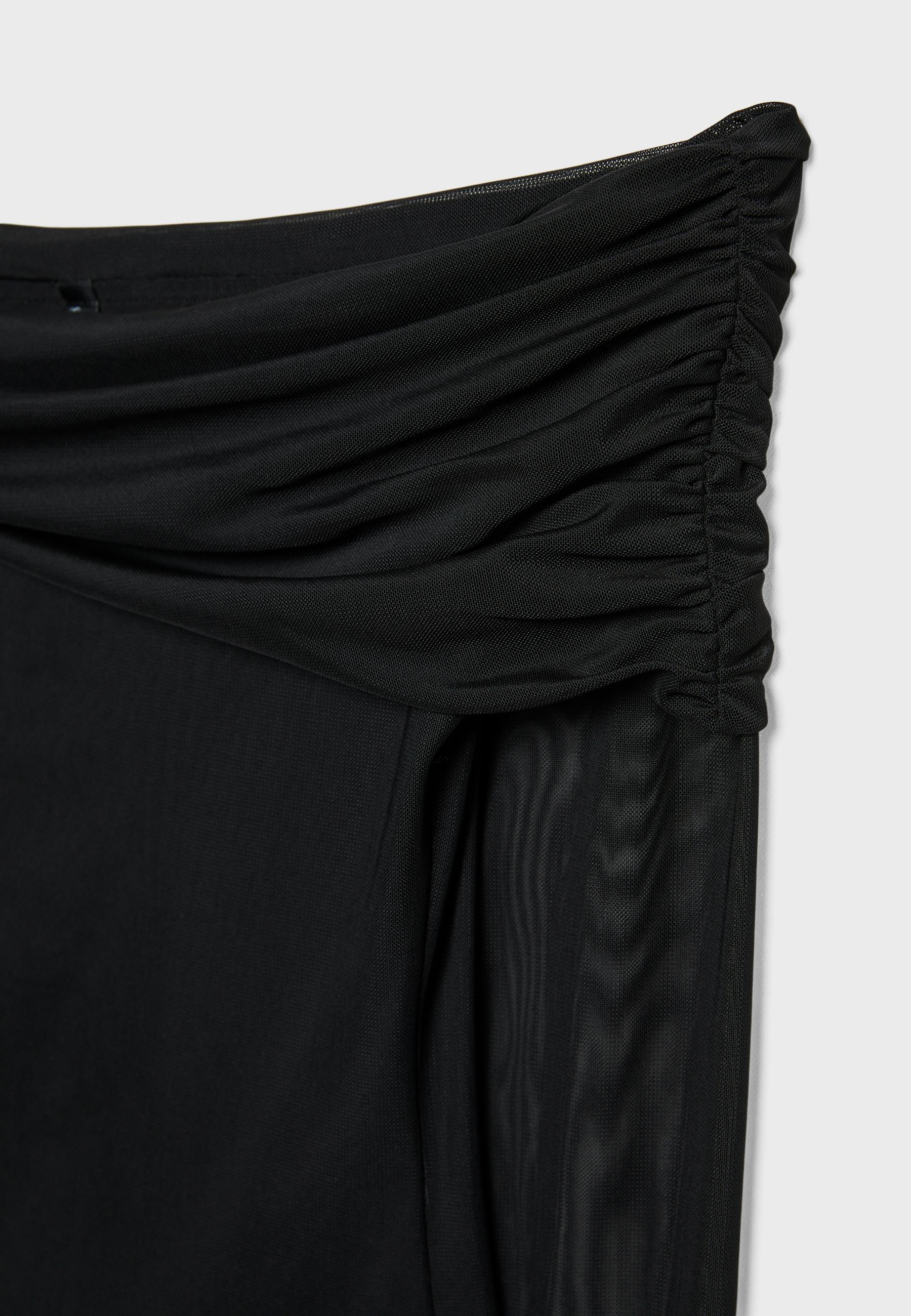 Asymmetric tulle T-shirt — Black