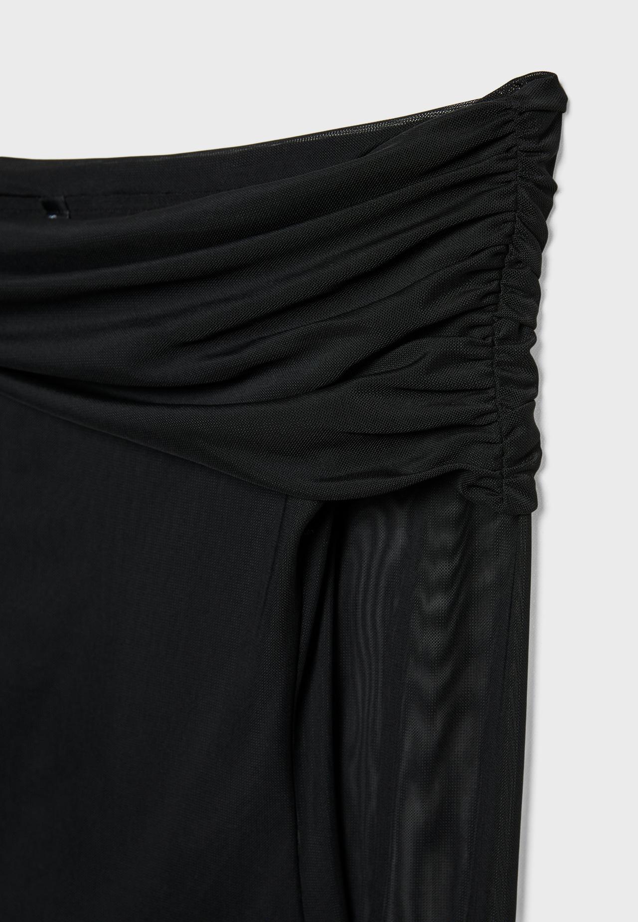 Asymmetric tulle T-shirt — Black