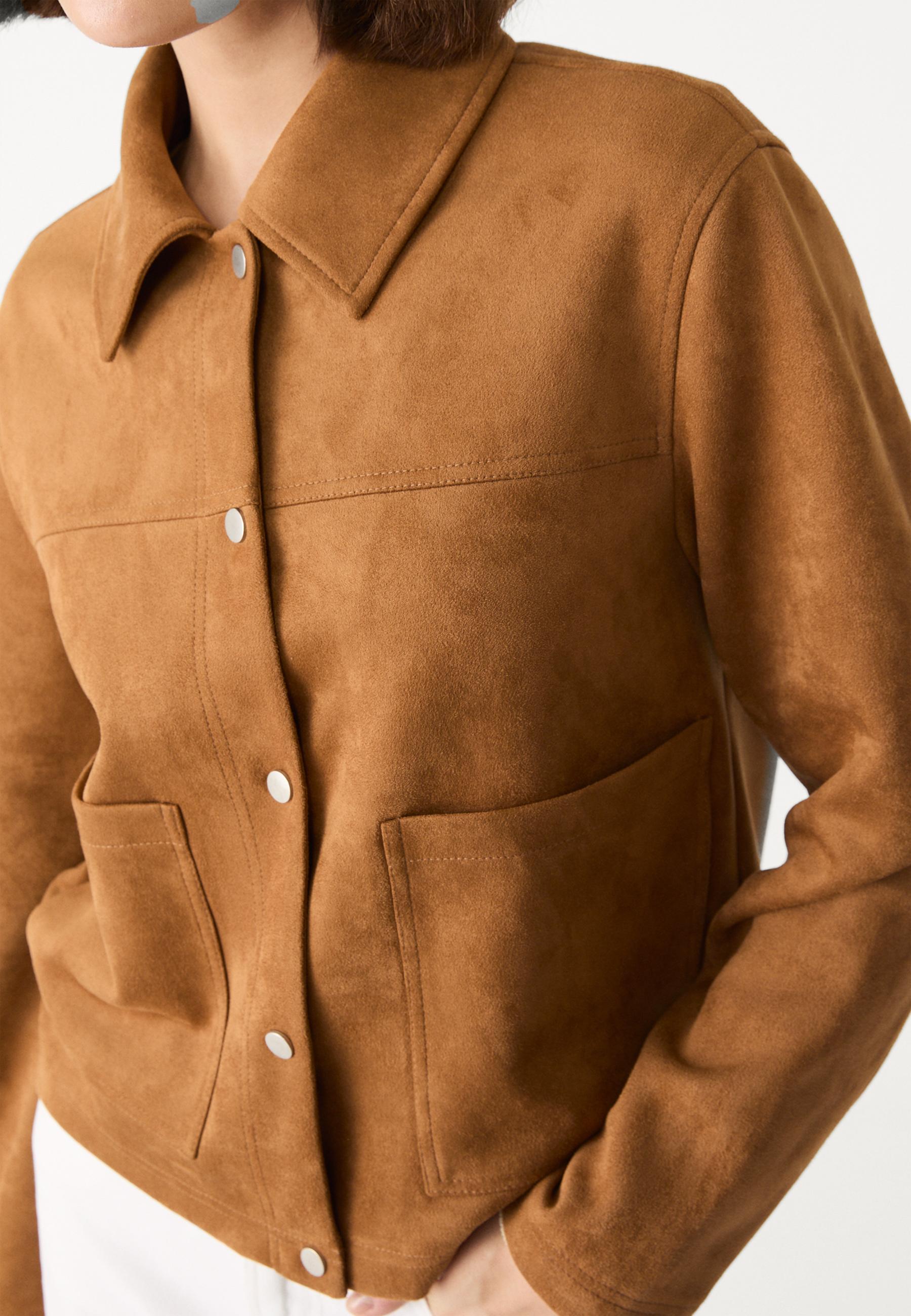 Faux suede jacket — Pale camel