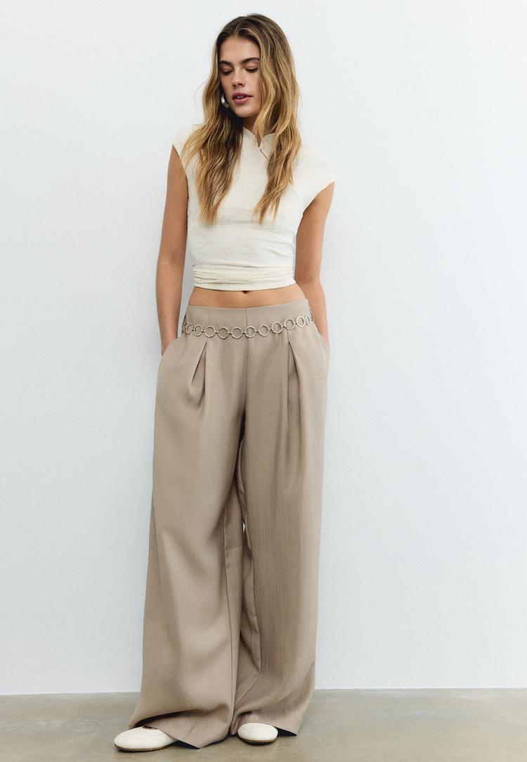 Stradivarius Tencel-Housut Laskoksilla Ja Ketjulla 0-456 38
