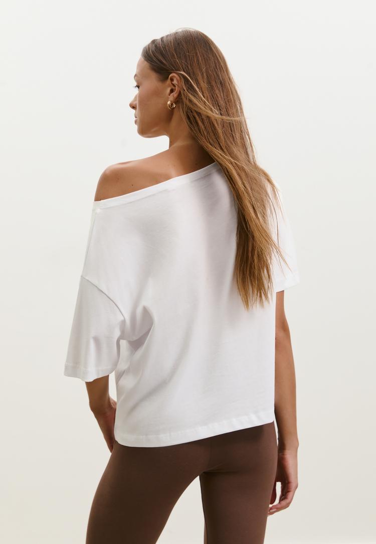 t shirt met print en boothals