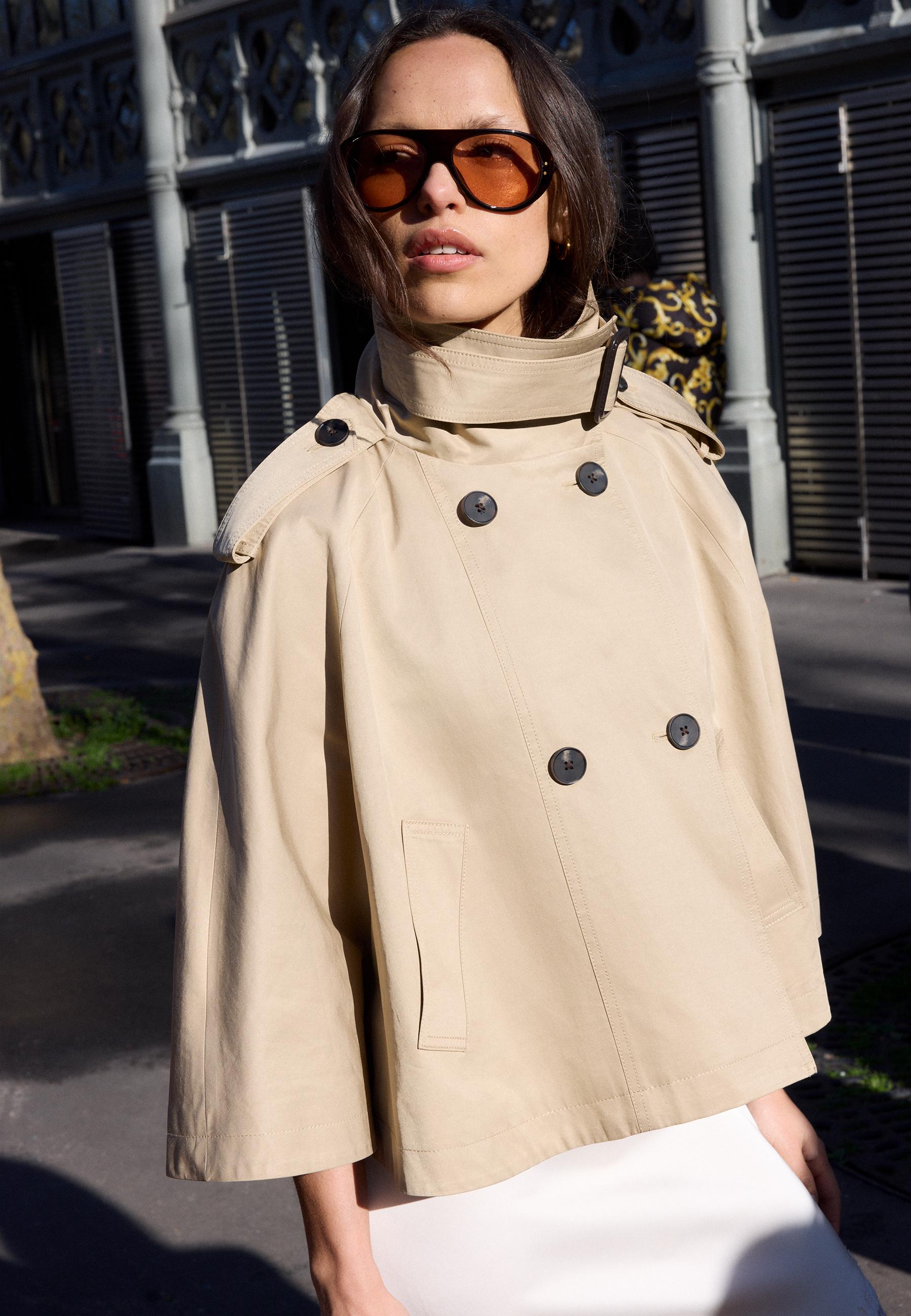 Cape trench coat — Stone