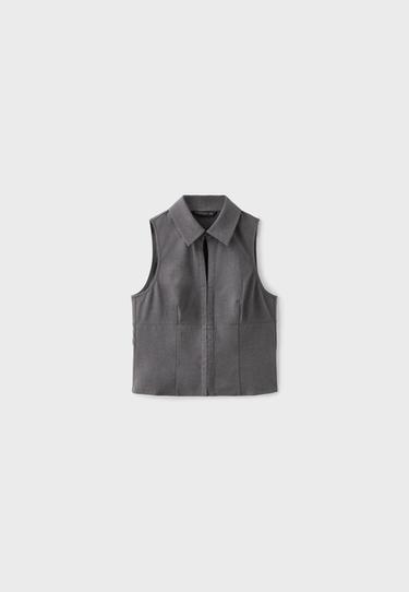 Sleeveless press-stud top — Dark grey 7