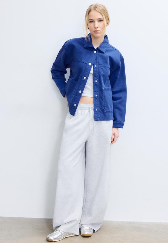 Stradivarius Jacket With Patch Pockets Electric Blue S