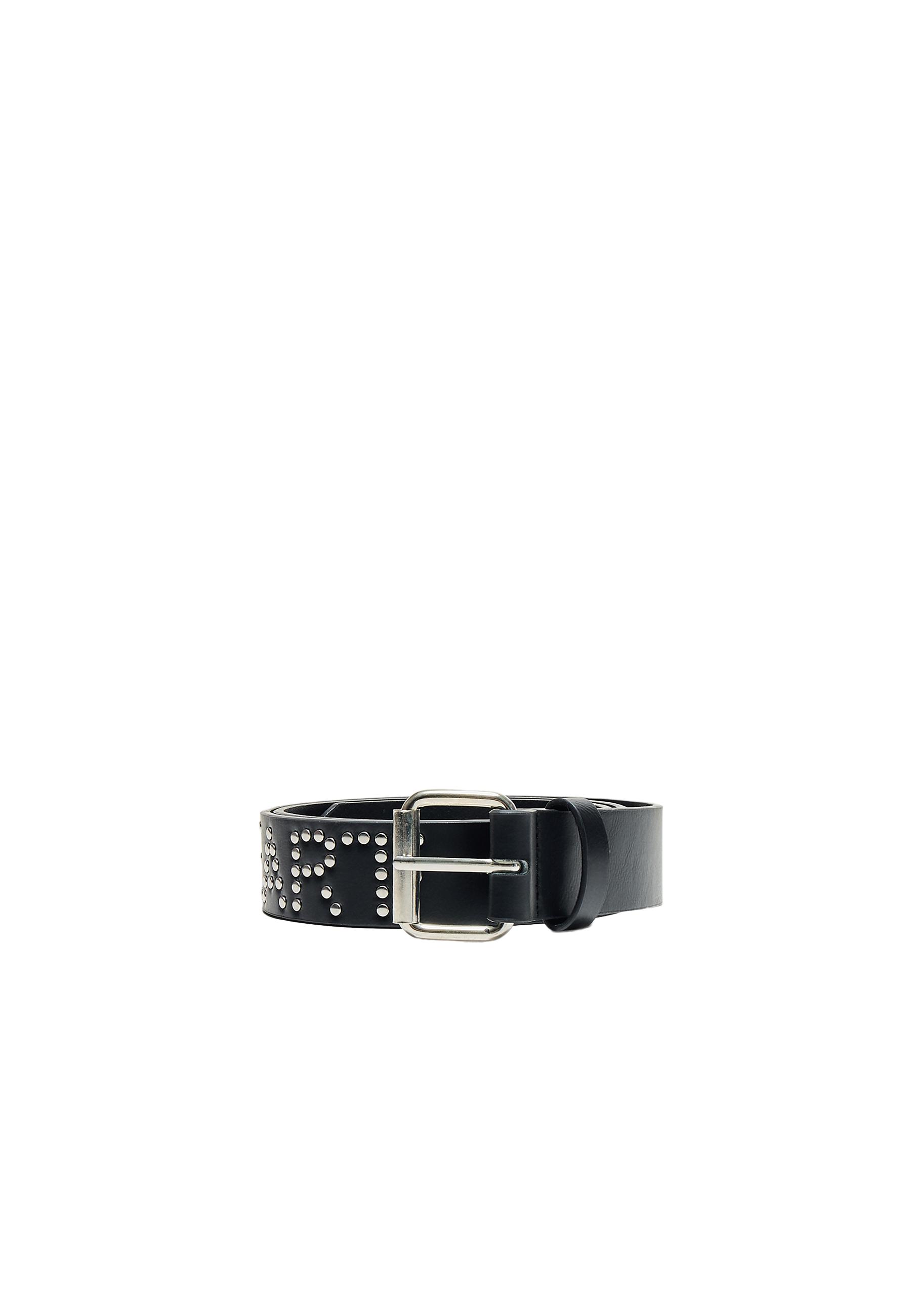 Studded slogan belt — Black