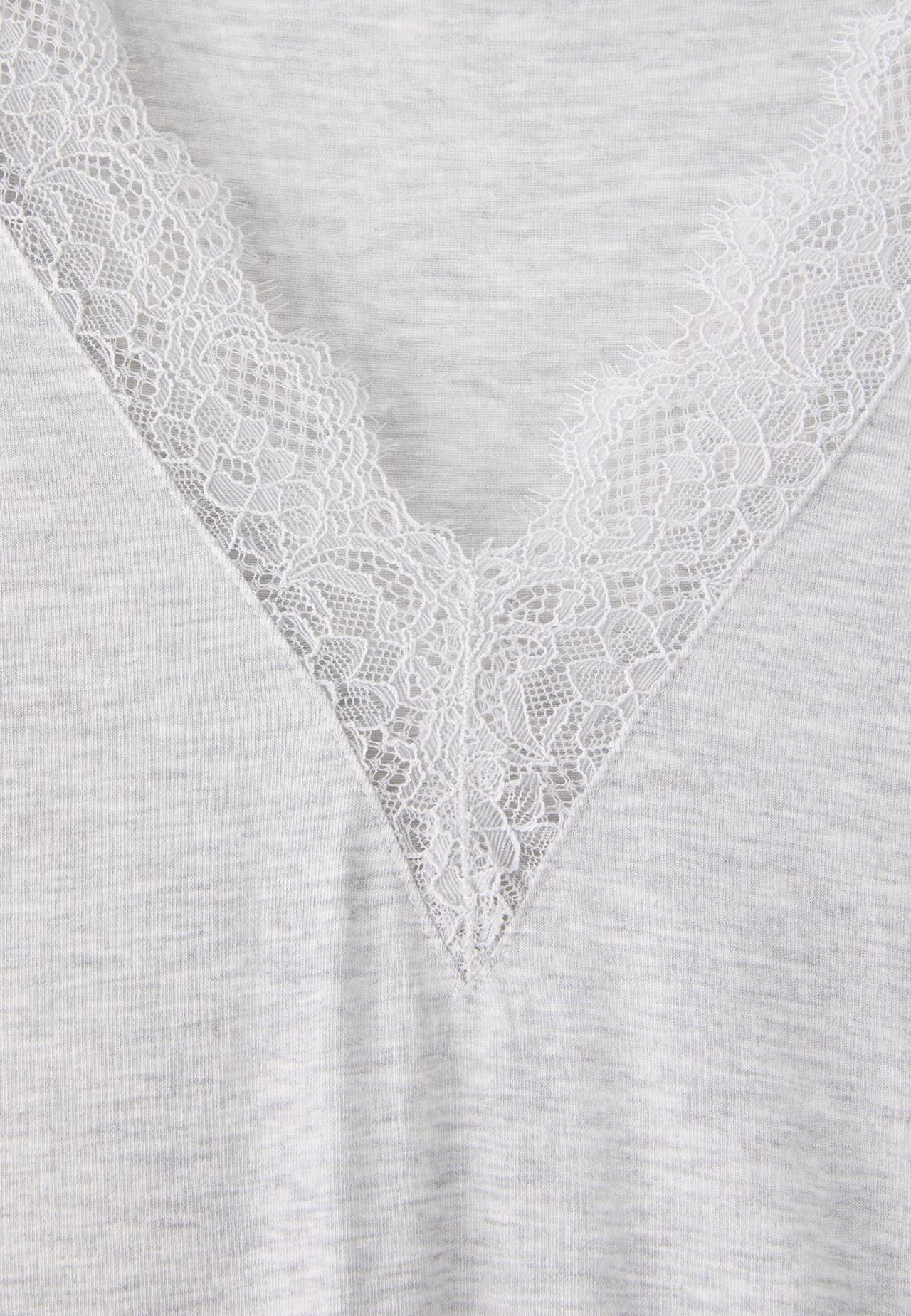 Cashmere V-neck long sleeve T-shirt — Grey melange