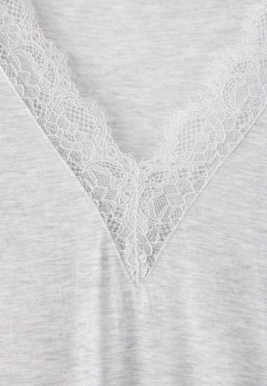 Cashmere V-neck long sleeve T-shirt — Grey melange 10
