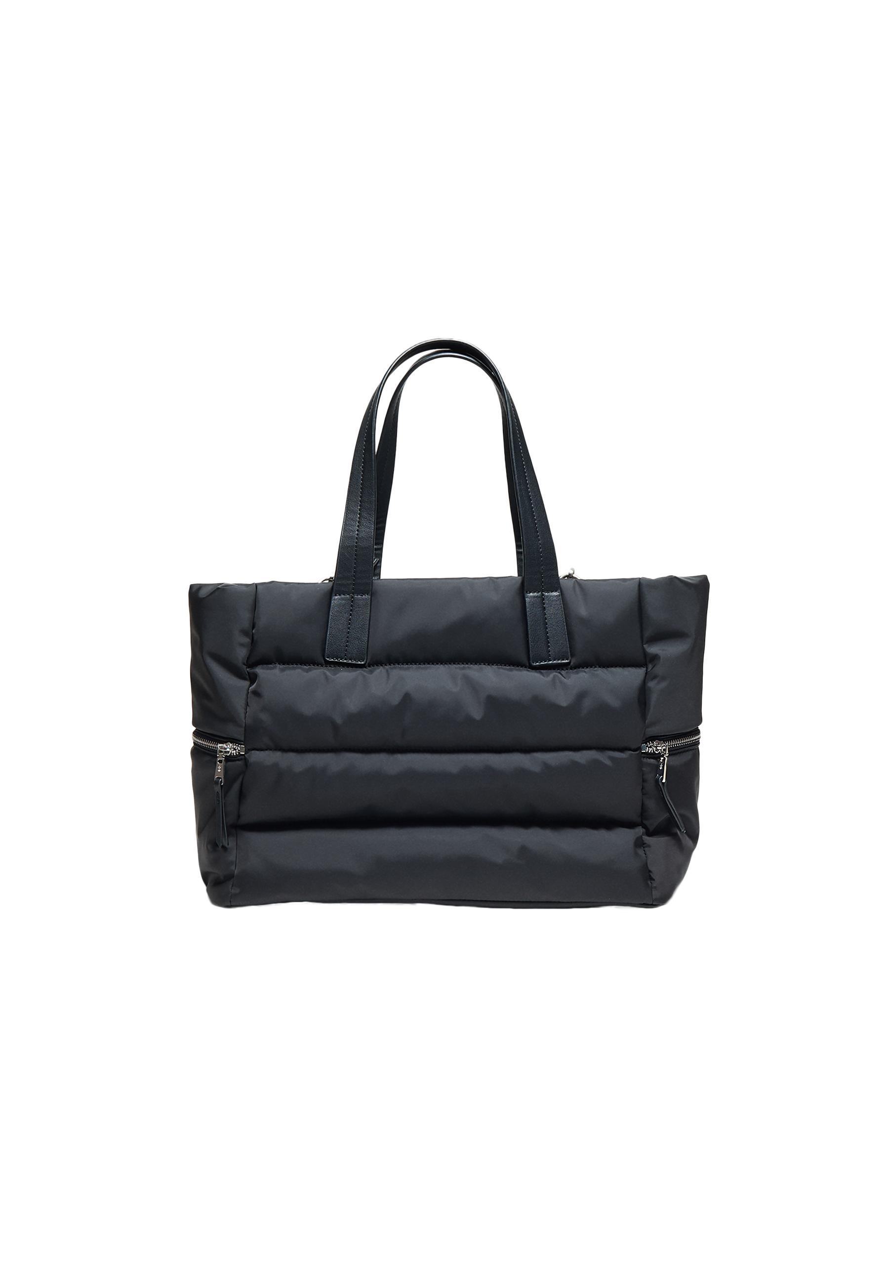 Quilted shoulder shopper bag — Black