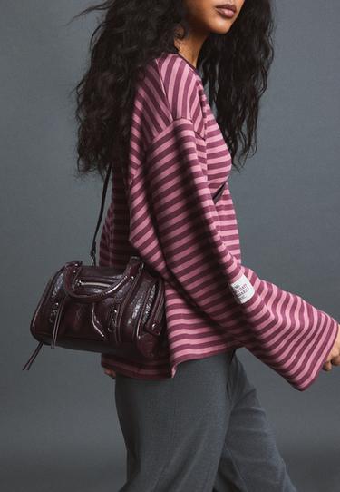 Zipped bowling crossbody bag — Burgundy 4