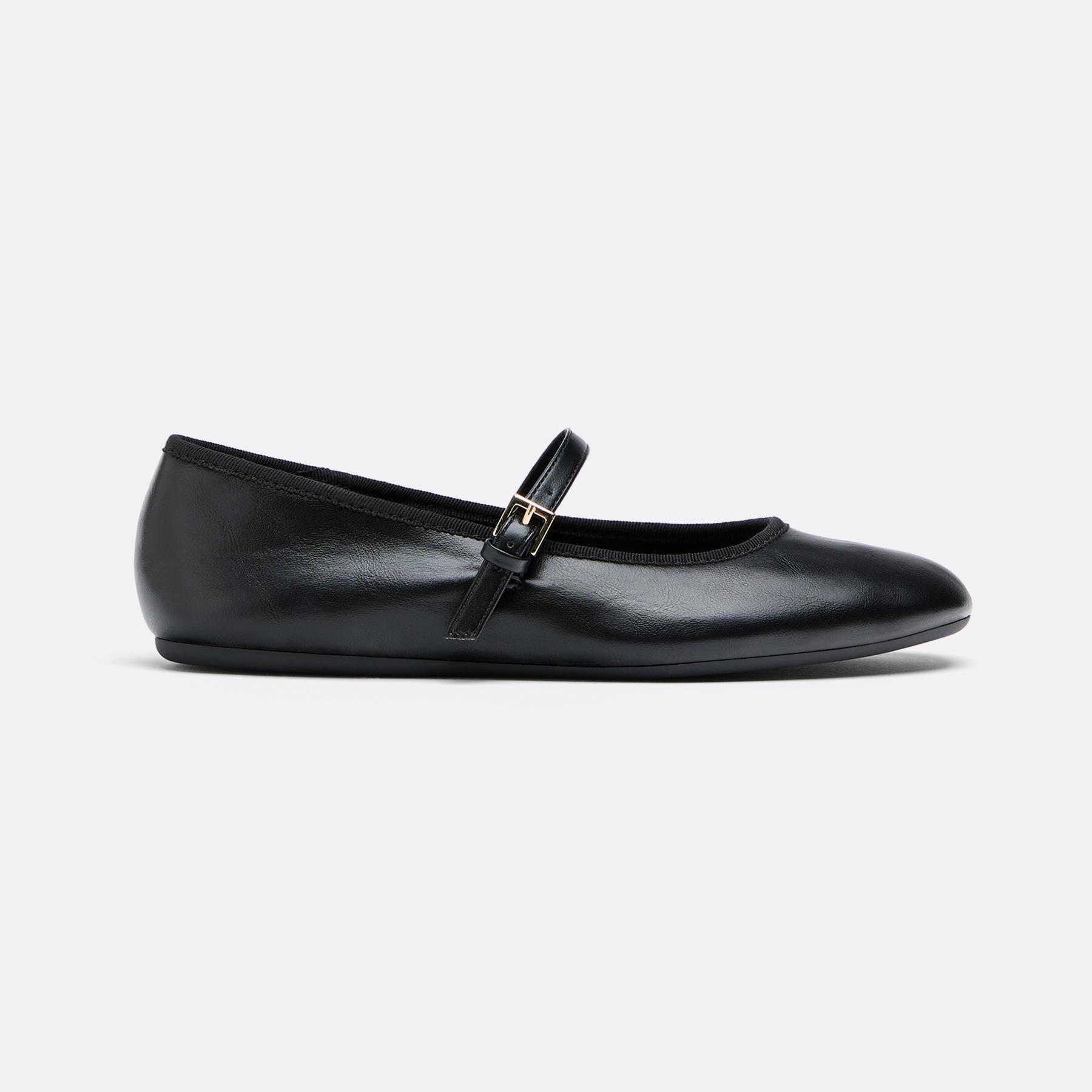Basic Mary Jane ballet flats — BLACK