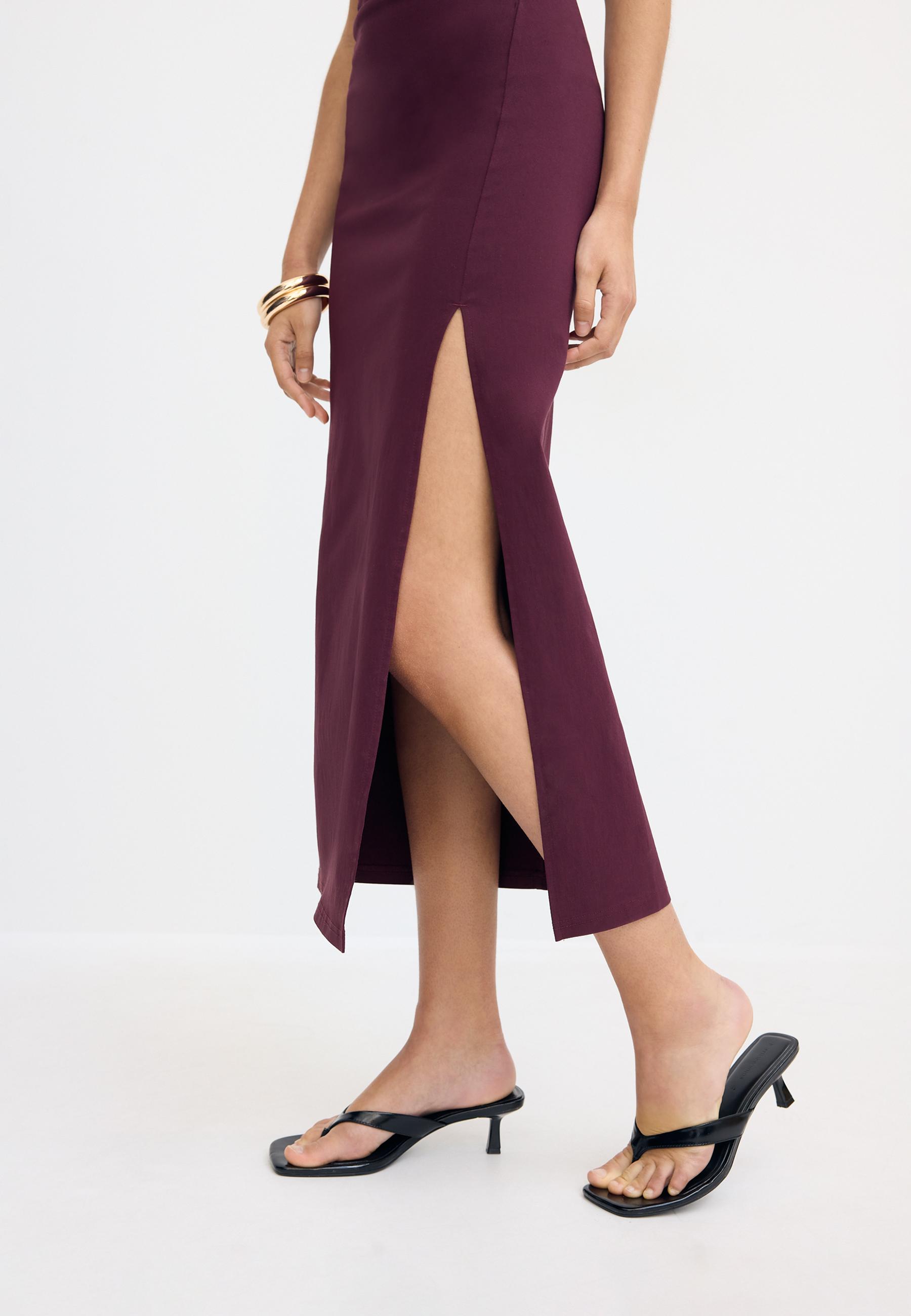 Stradivarius Kare yaka bengalin midi elbise