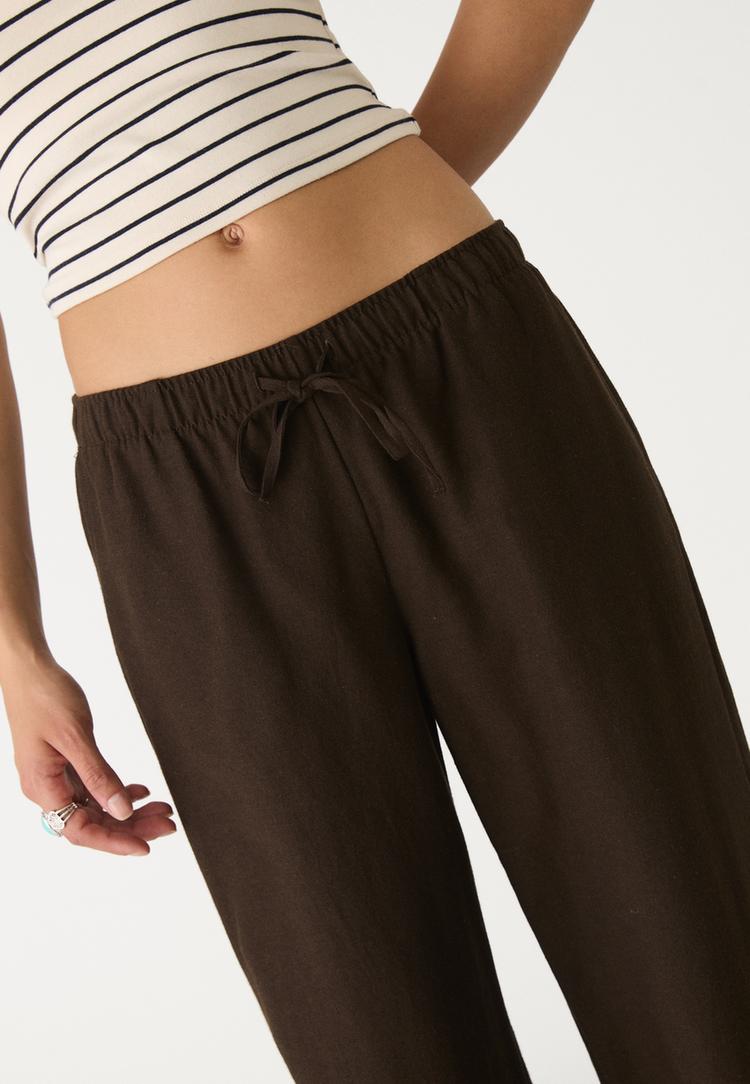 pantalon cordones con lino