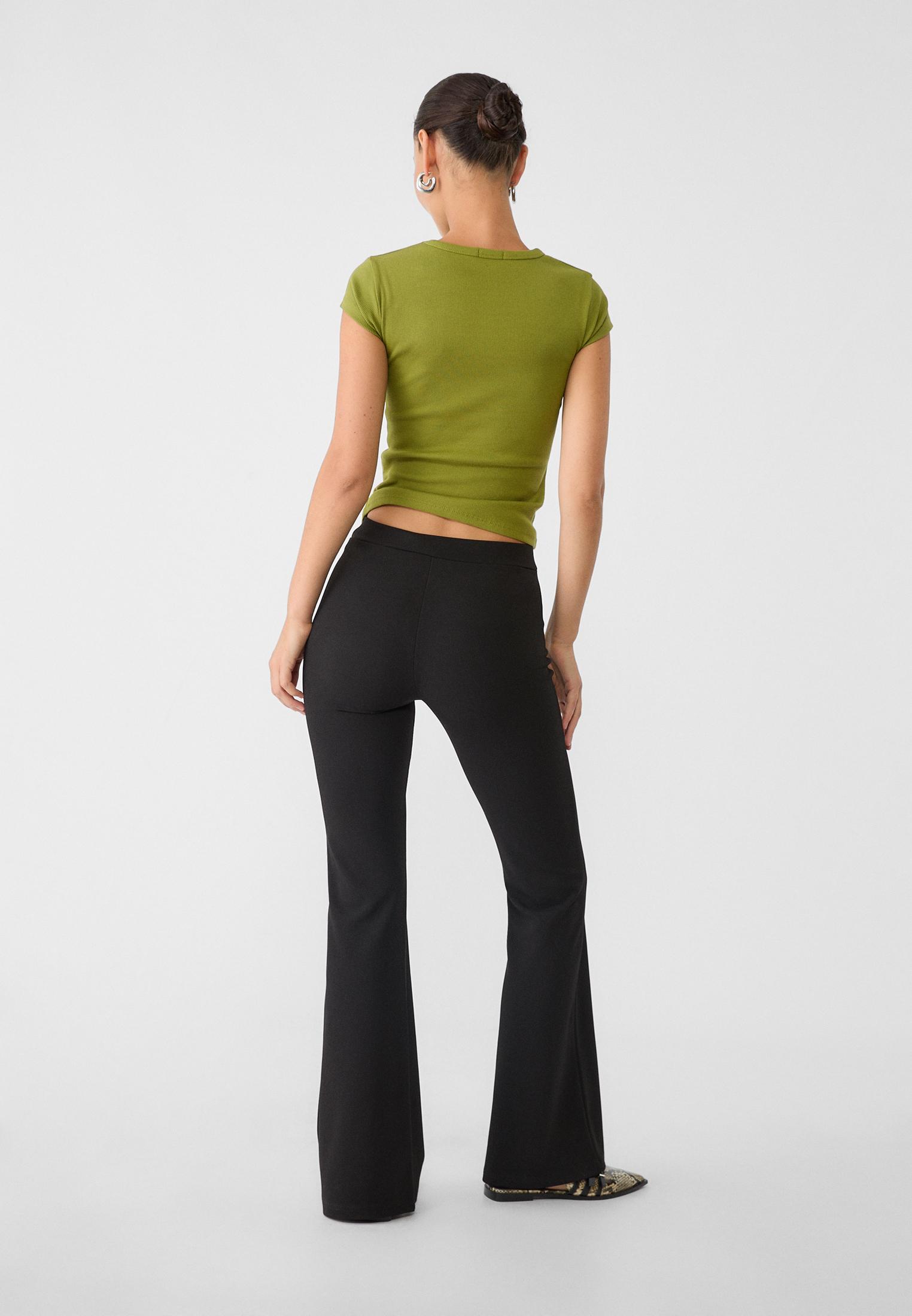 Plain knit flared trousers