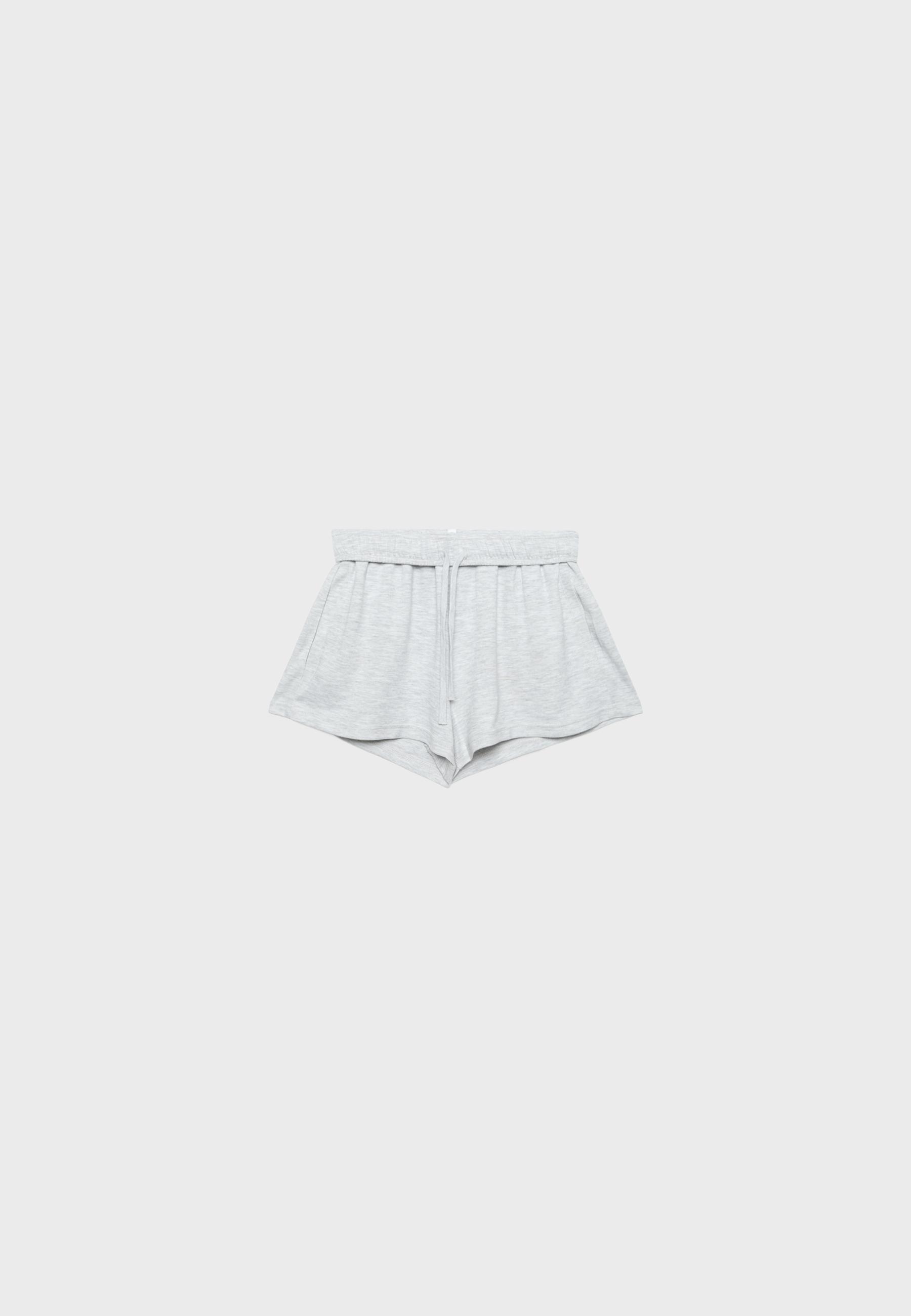 Turn-up waist mini shorts — Grey melange