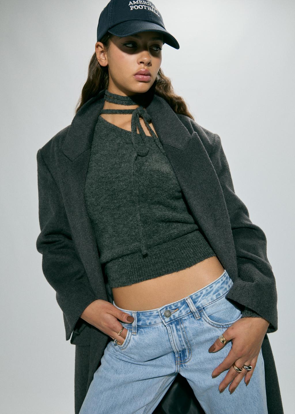 Low straight leg trousers