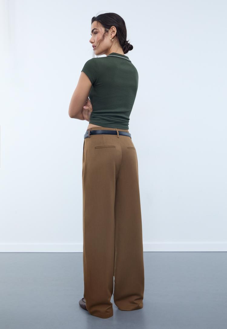 pantalon fluido recto vestir cinturon