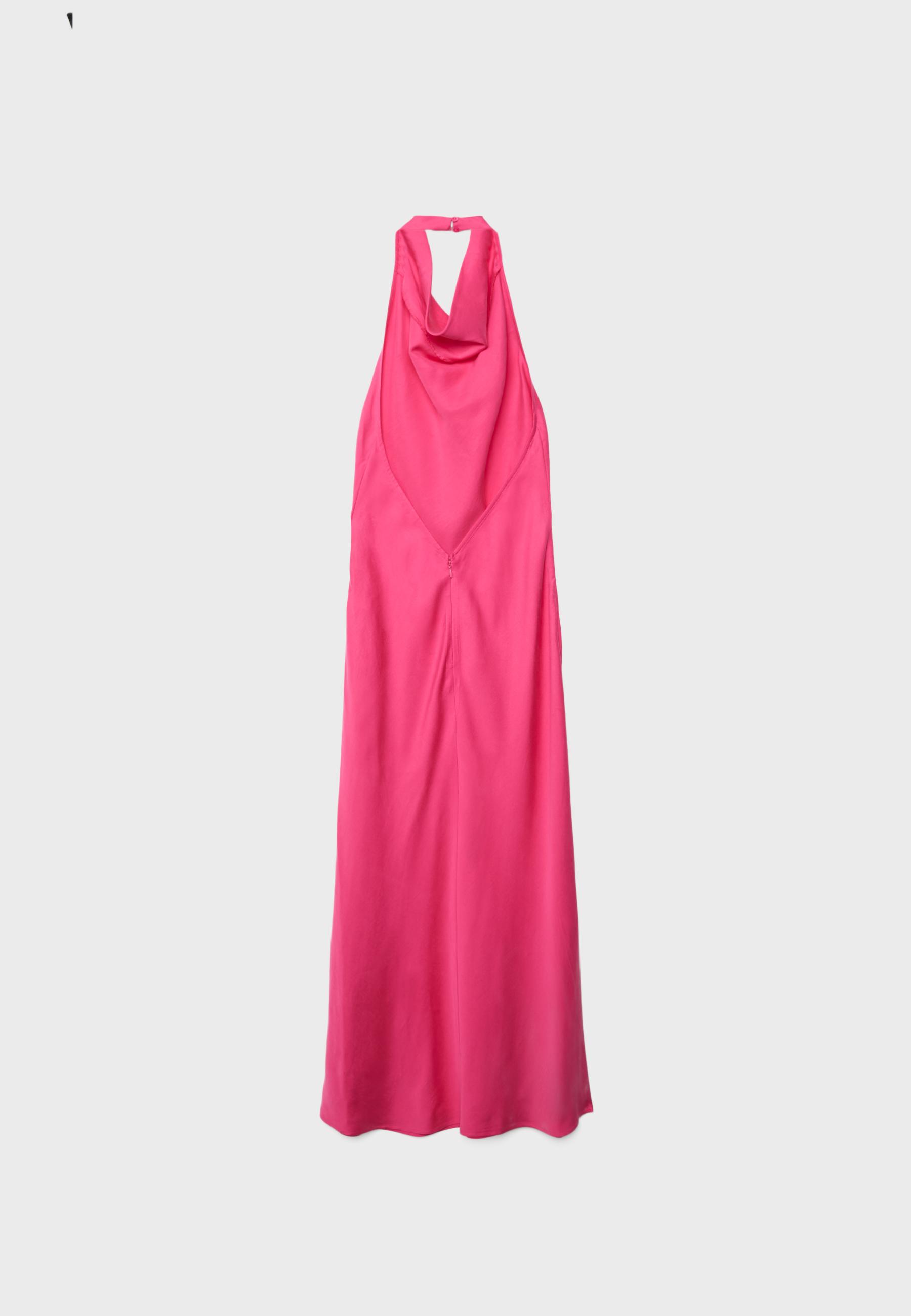 Backless halter midi dress — Fuchsia