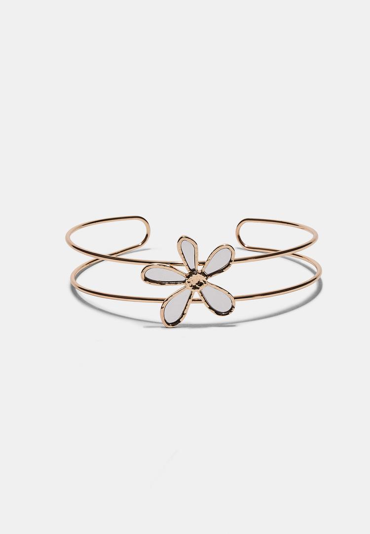 Stradivarius Colier Choker Cu Floare Auriu Os