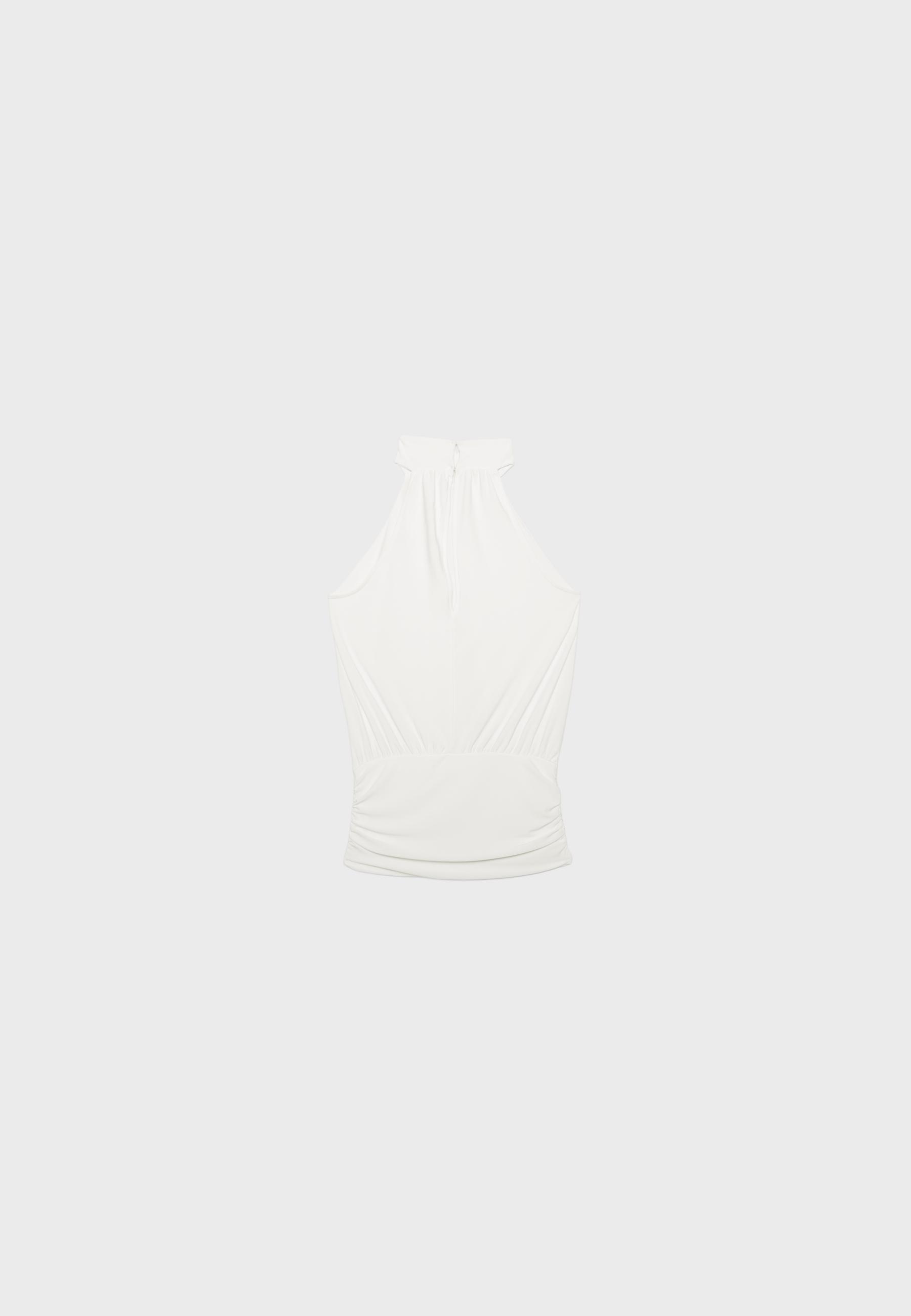 Puff-effect halter top — Ecru