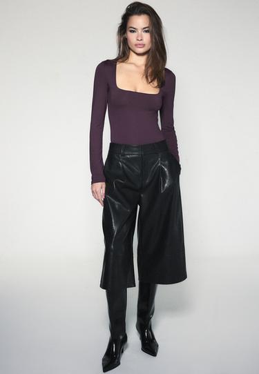 Long sleeve square neckline bodysuit — Dark purple 2