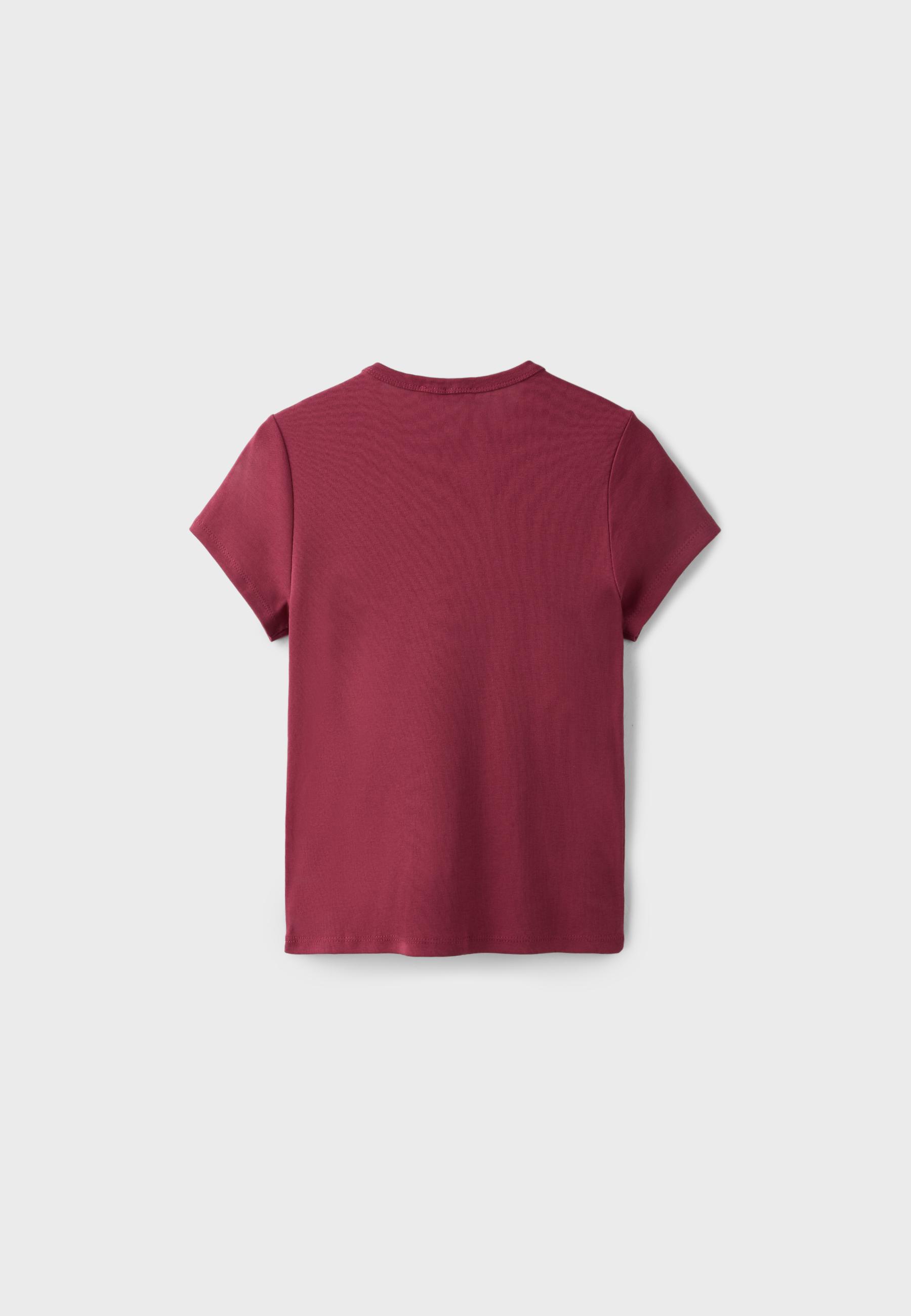 Printed short sleeve T-shirt — Dark red