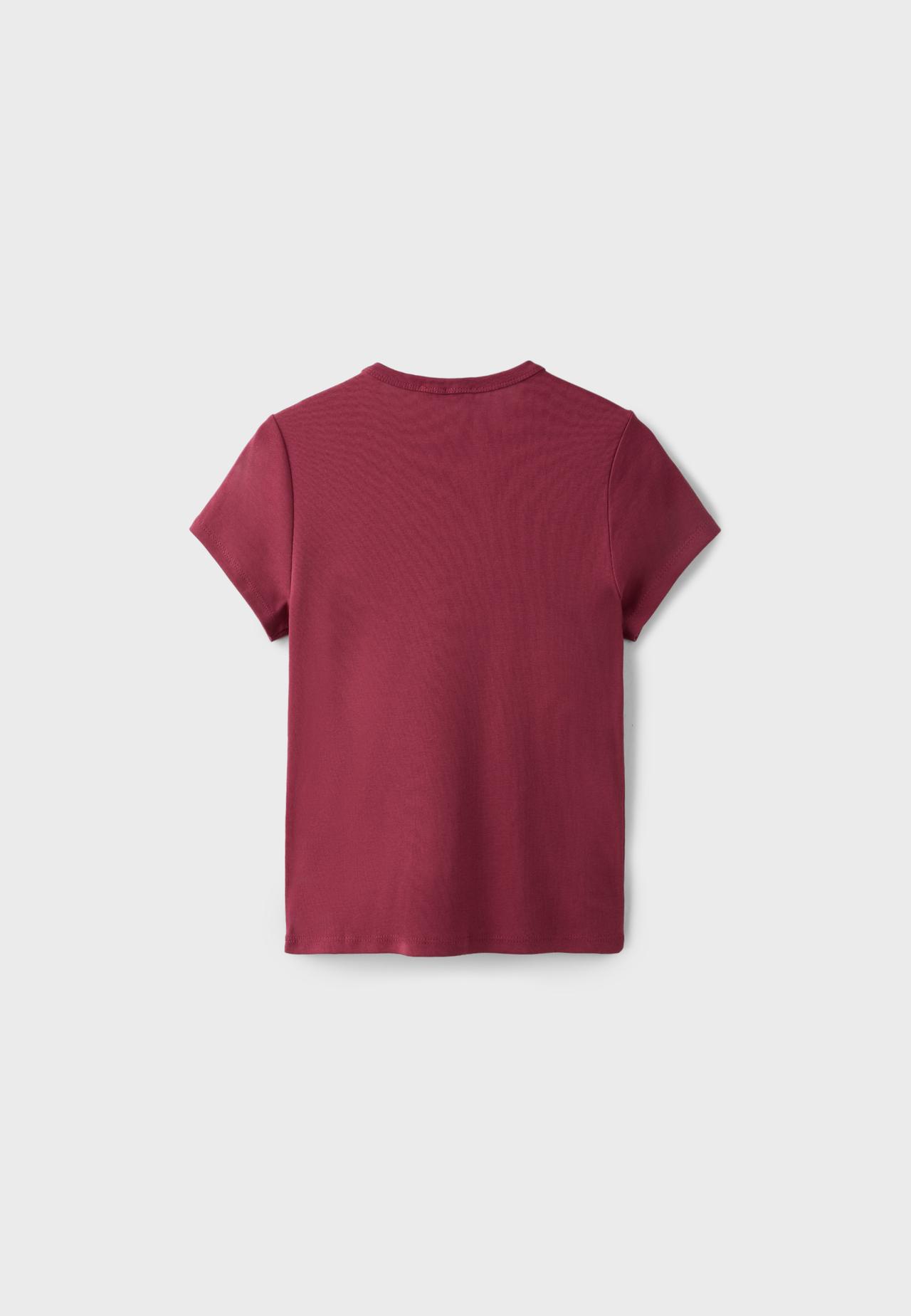 Printed short sleeve T-shirt — Dark red