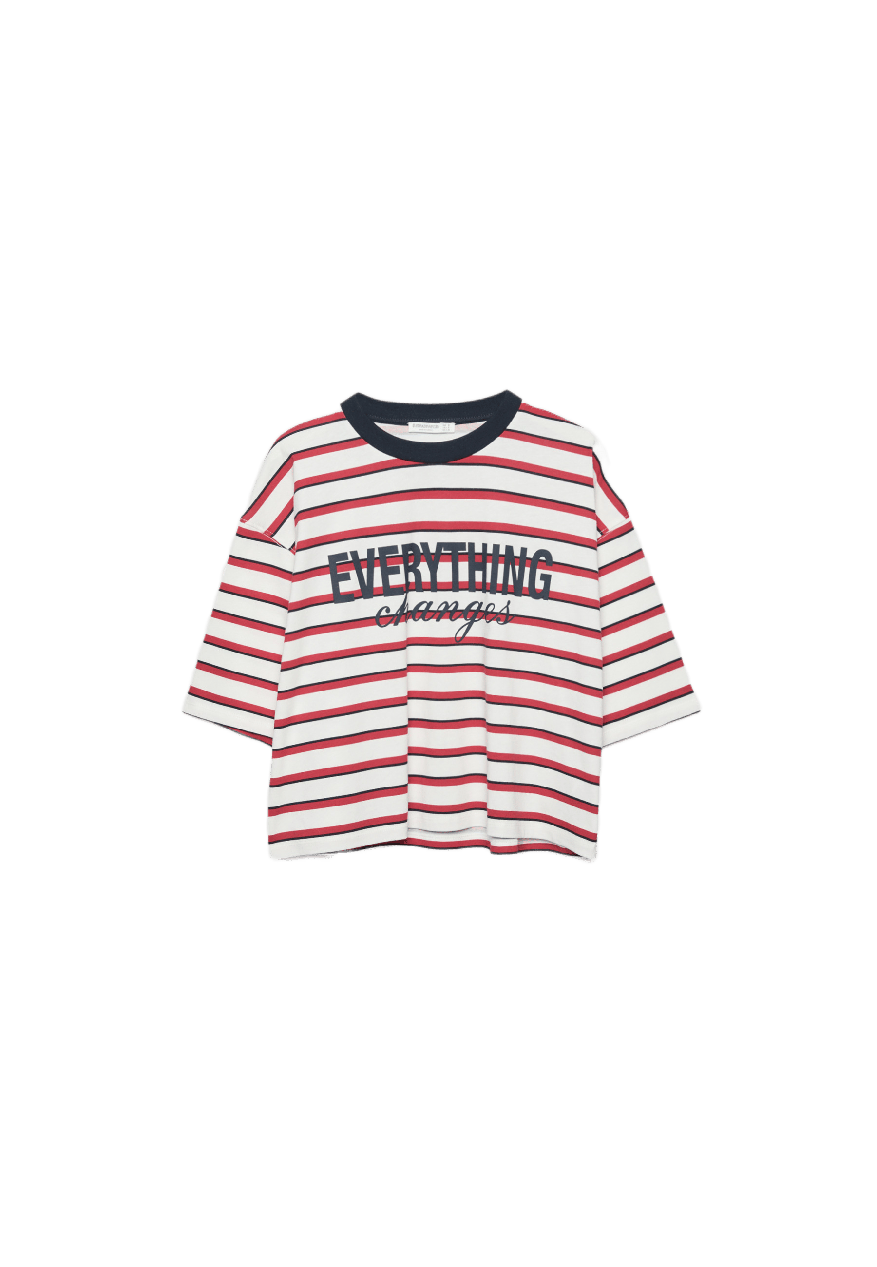 Printed striped short sleeve T-shirt — Red