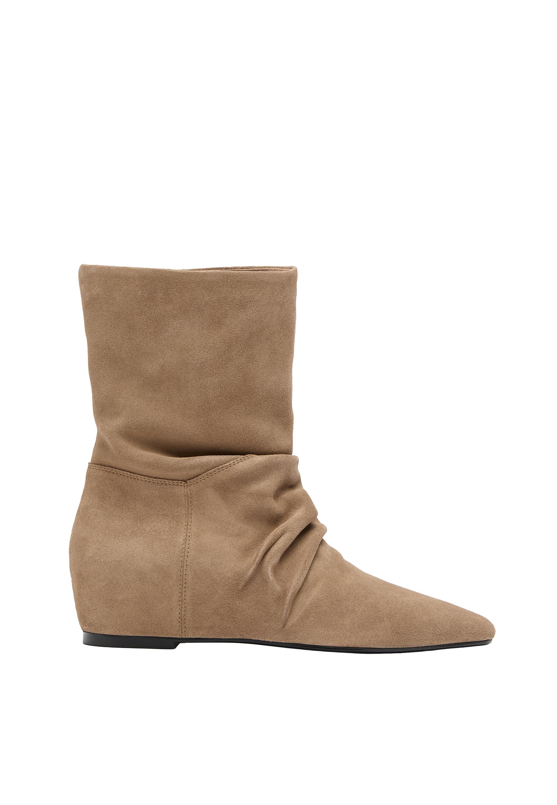 Leather internal wedge ankle boots — BEIGE