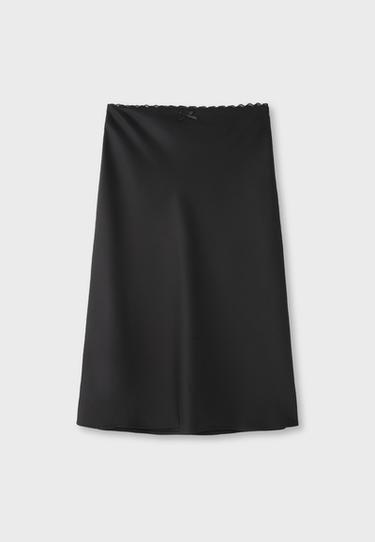 Satin midi skirt — Black 7