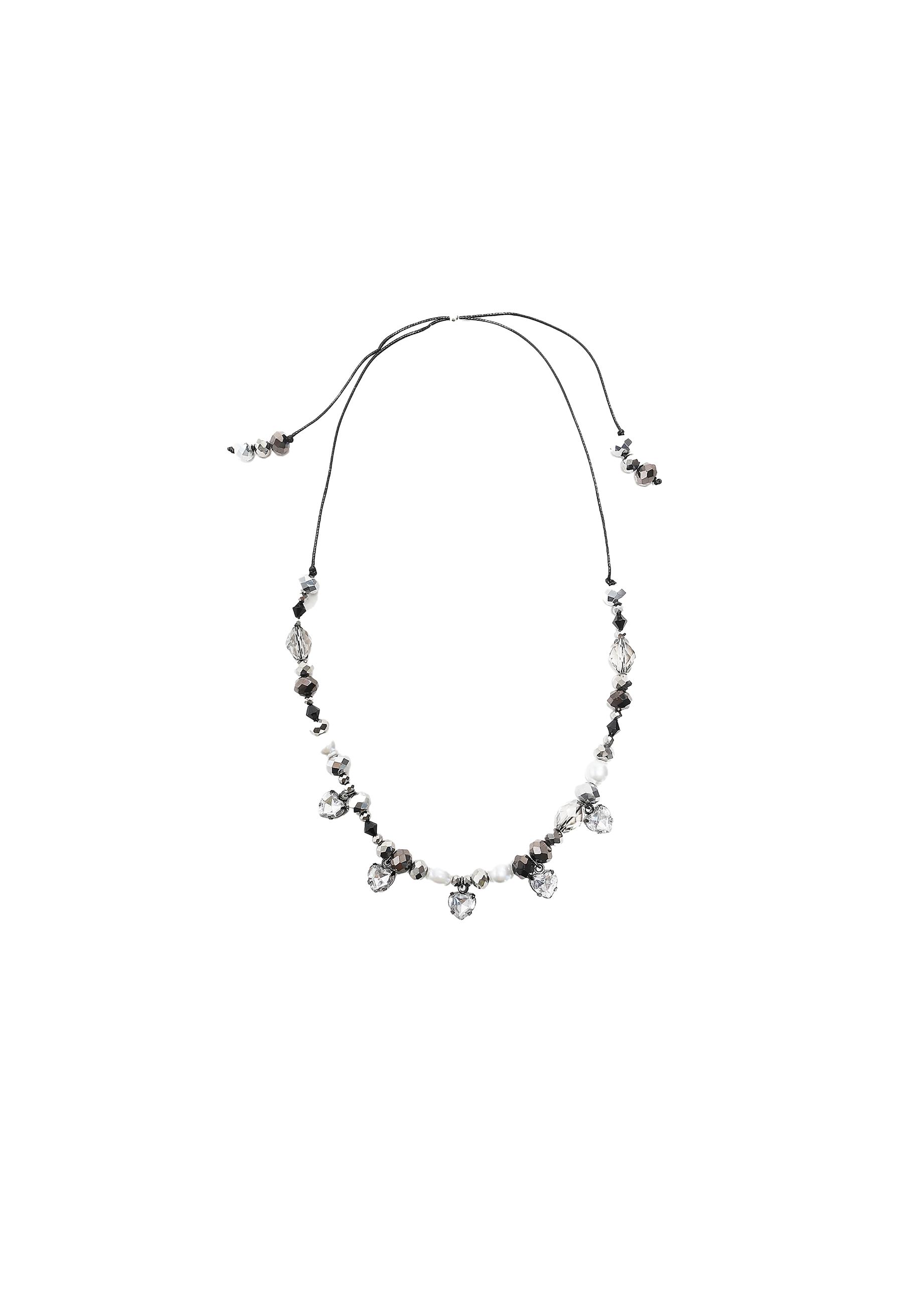 Jewelled beaded necklace — Grey