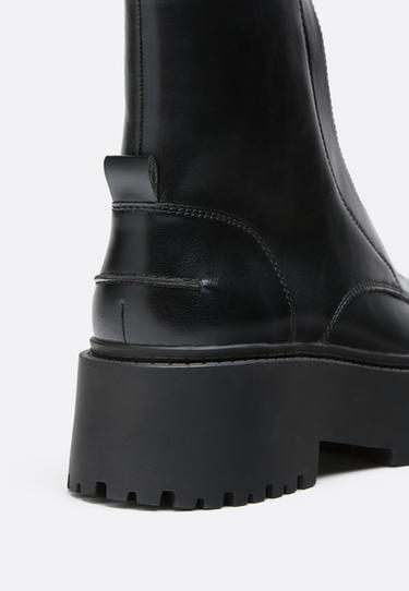 Flat platform zip ankle boots — BLACK  4