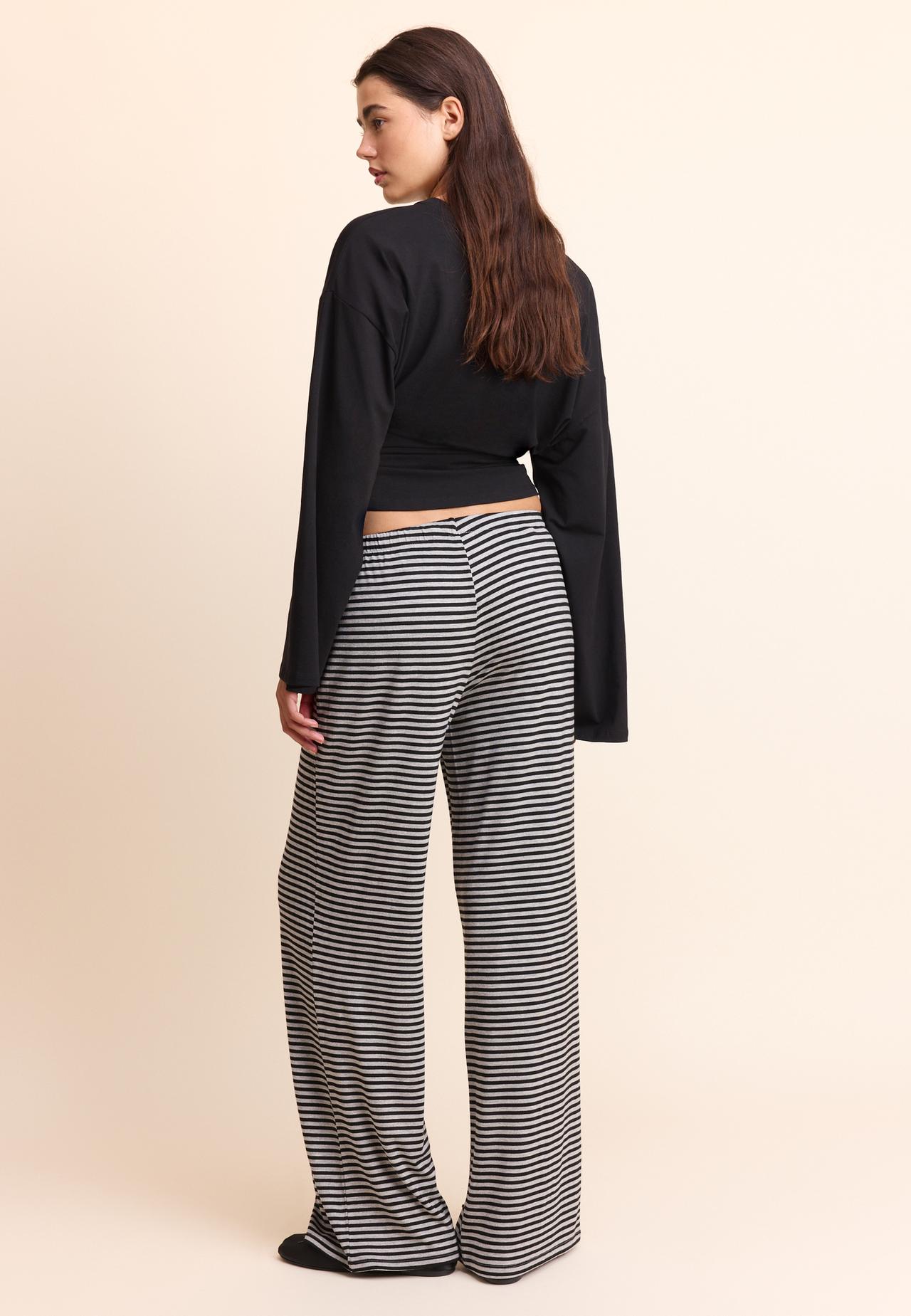 Striped slim-waist jogger trousers — Black
