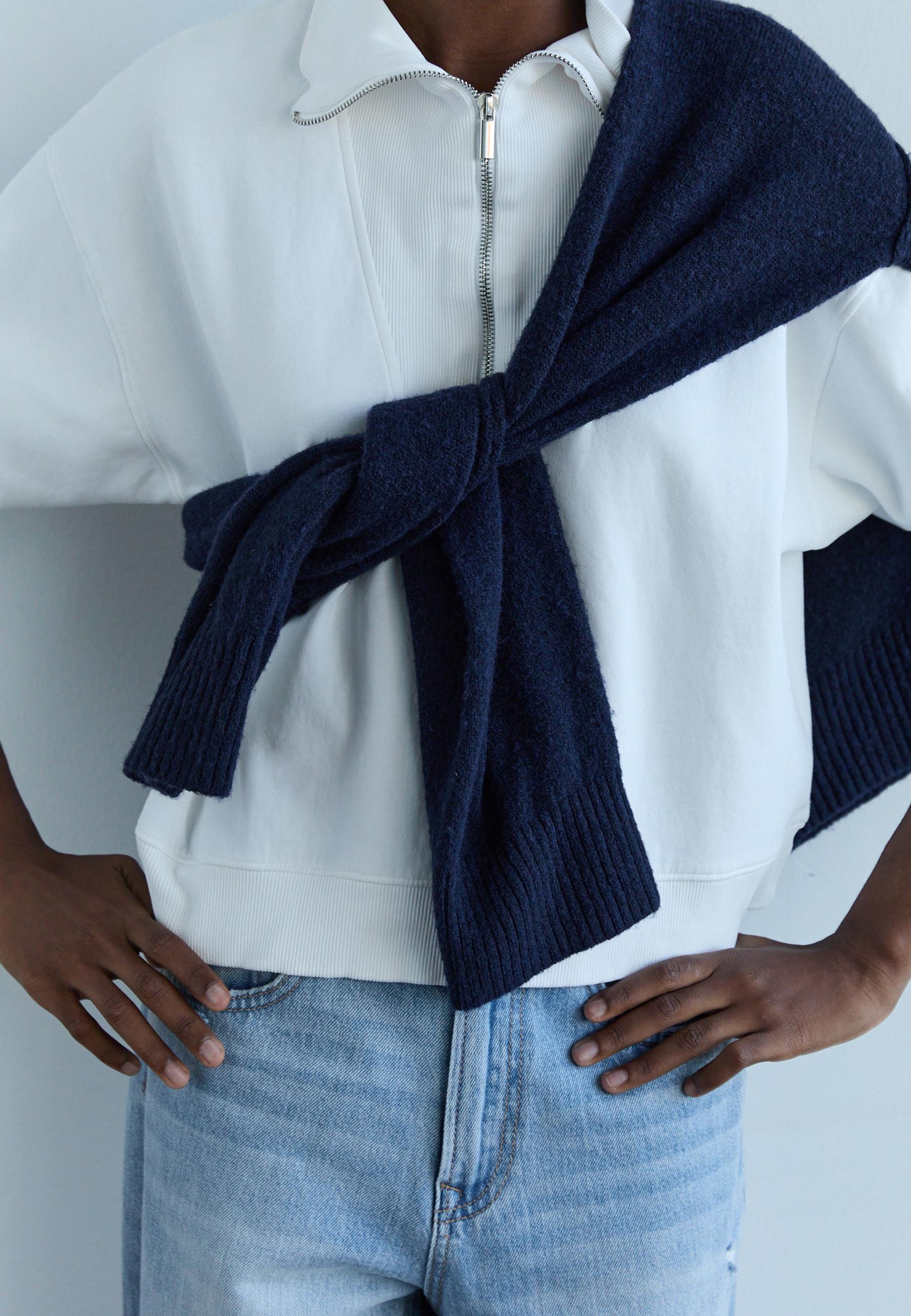 High-neck sweatshirt with zip — Ecru