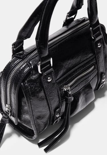 Leather effect bowling crossbody bag — Black 4