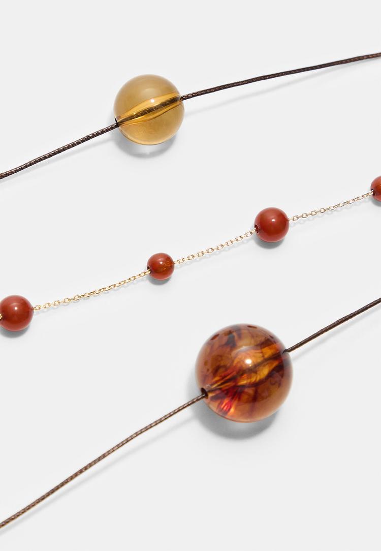 Stradivarius Σετ 3 Κολιέ Με Χάντρες Χρυσαφί Os φωτογραφία