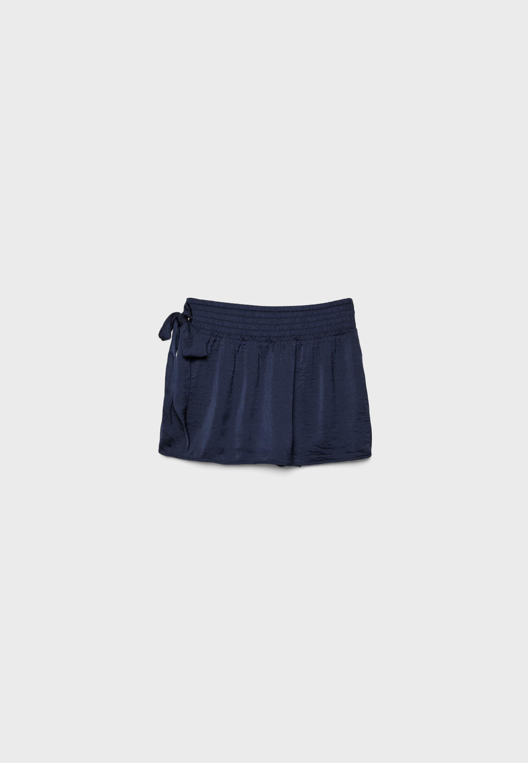 Sateen pareo mini skirt — Navy blue