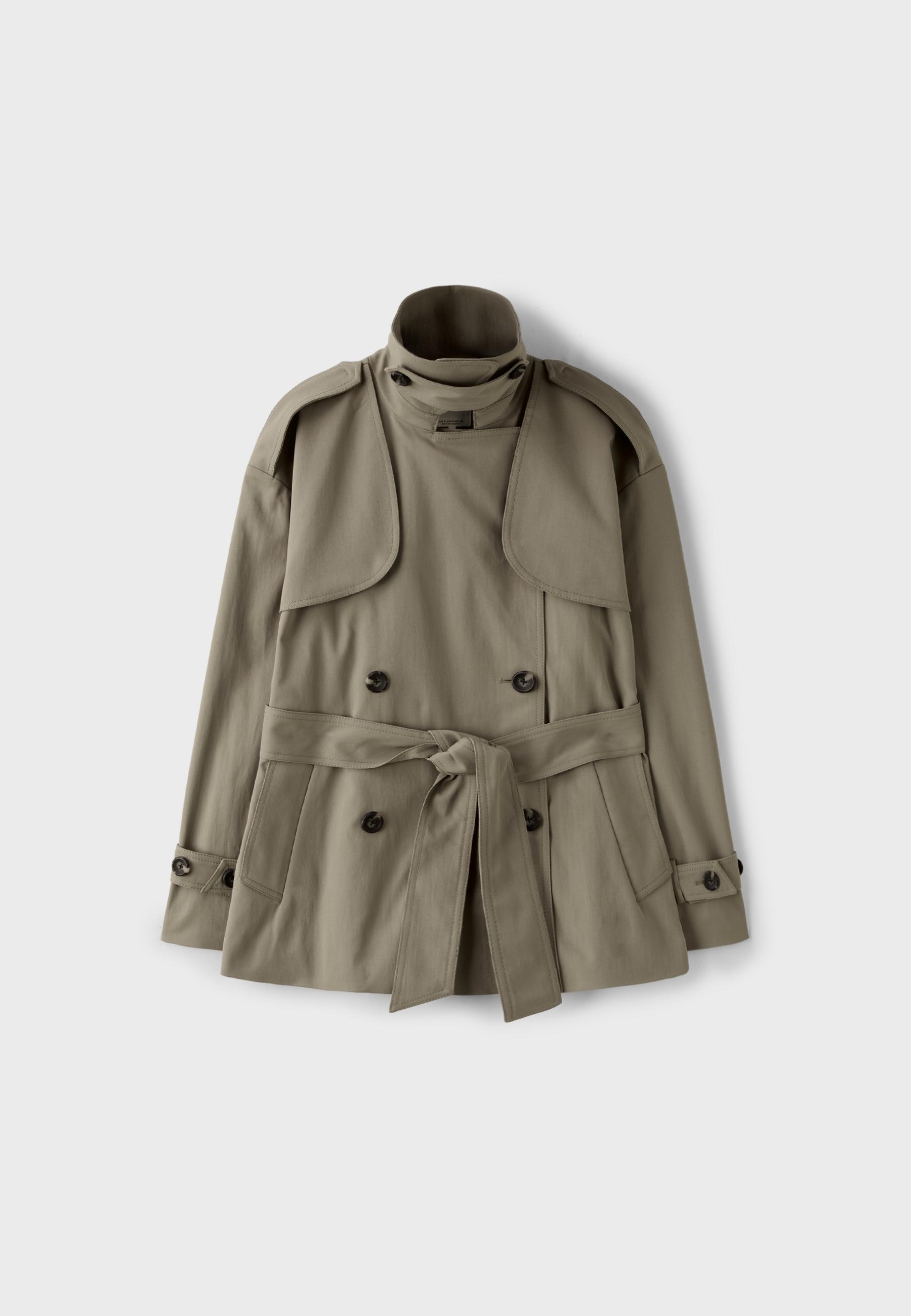 High-neck regular trench coat — Beige