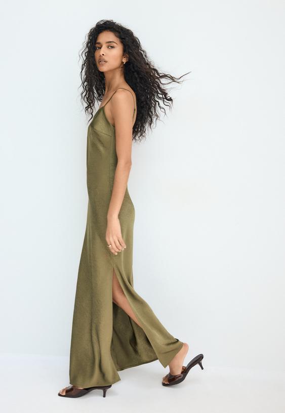 vestido midi saten