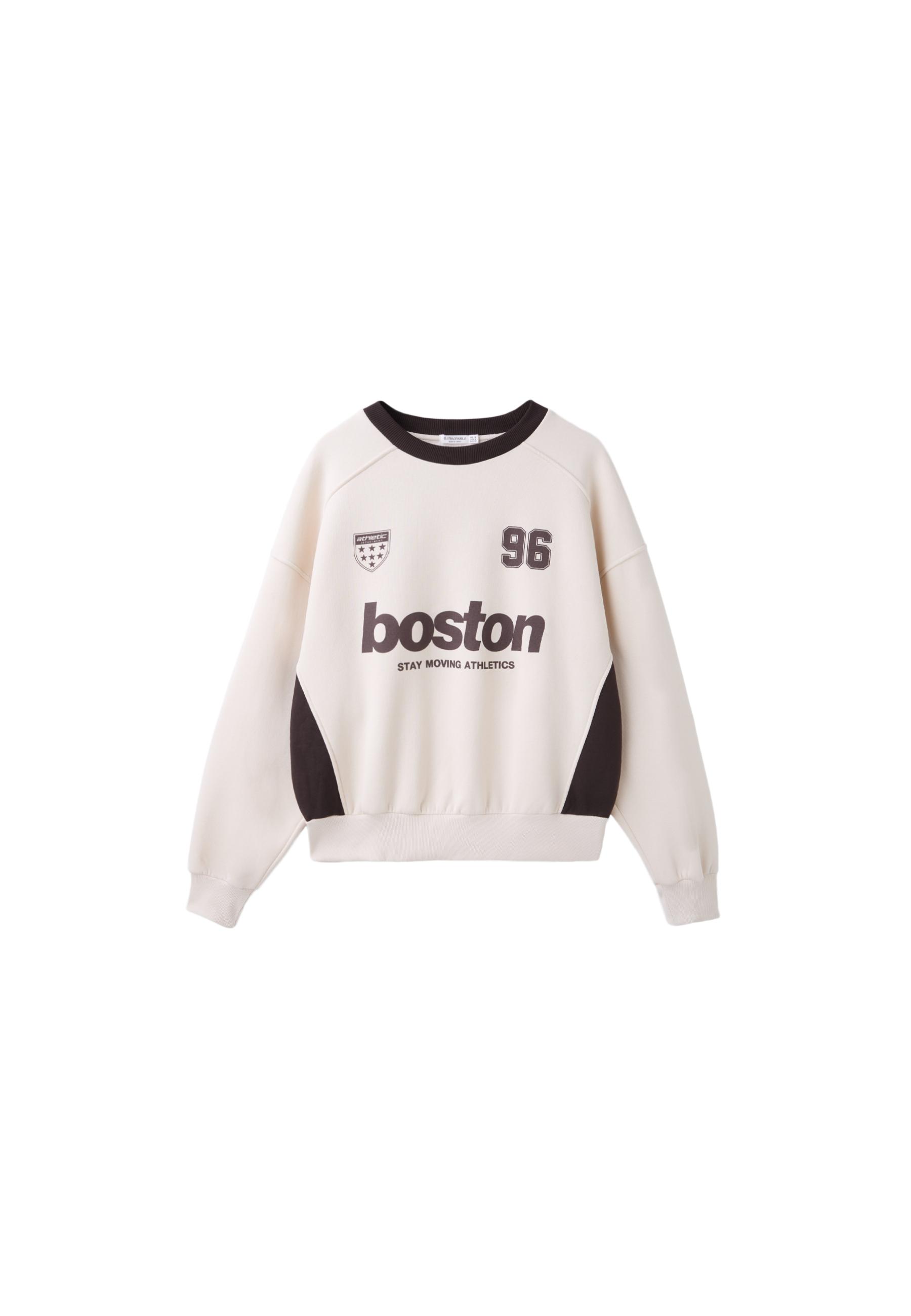 Contrast collar sweatshirt — Ecru