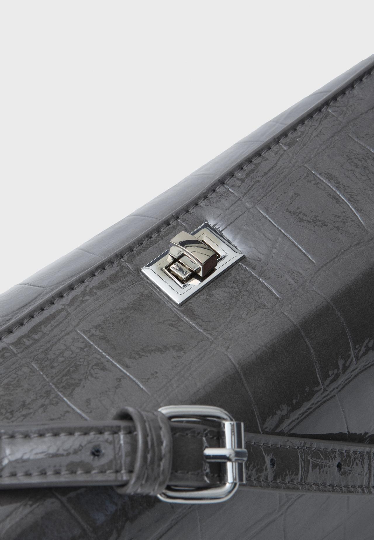 Mock croc shoulder bag — Dark grey
